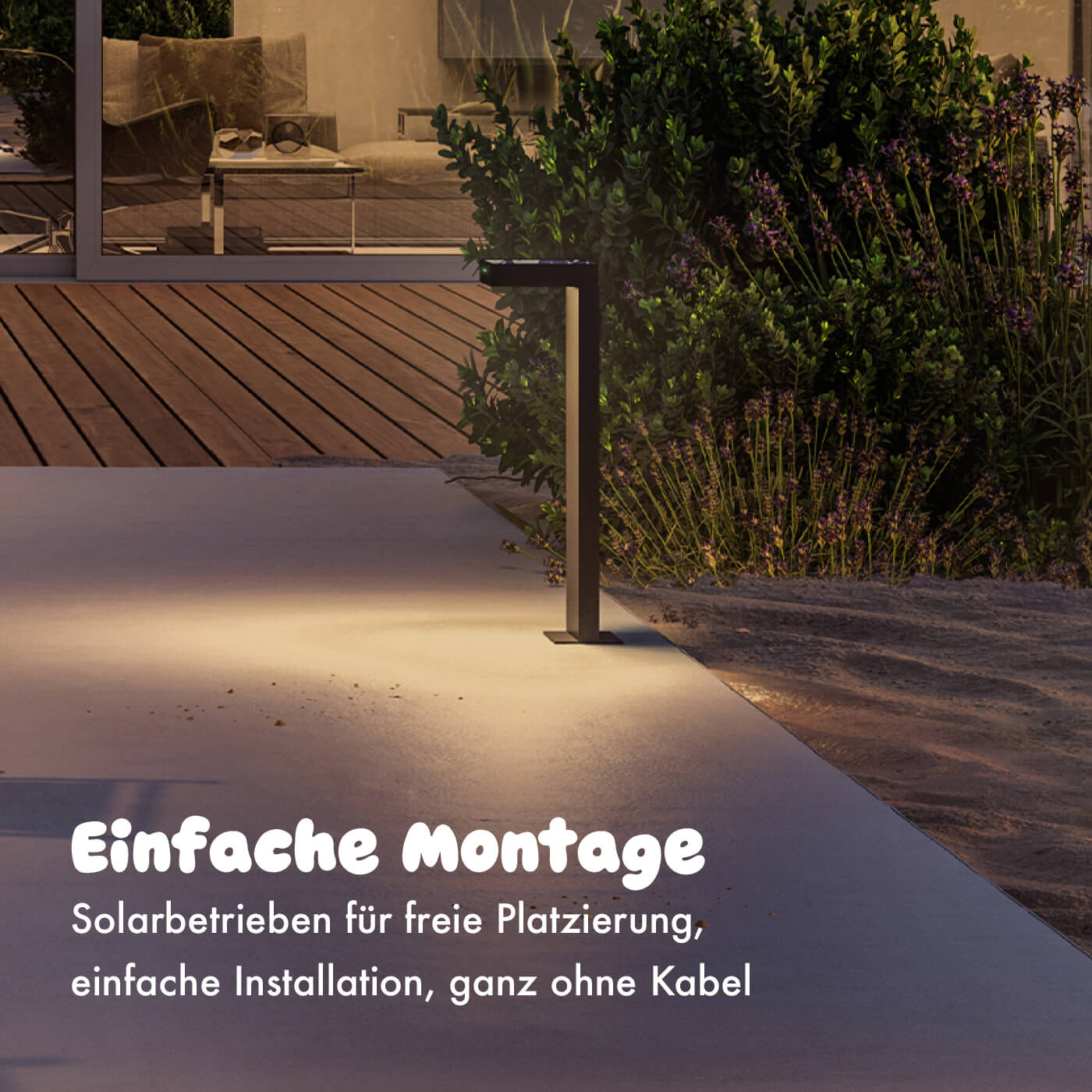 Einfache Montage, da ohne Kabel: Klewe Ala Ground maxi Akku-Wegeleuchte in 65 cm Höhe