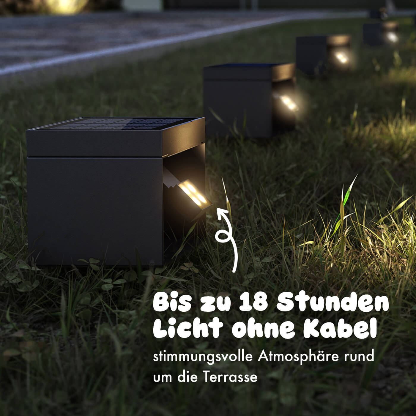 Bis zu 18 Stunden kabelloses Licht mit der Klewe Alea Akku-Solarleuchte für den Garten