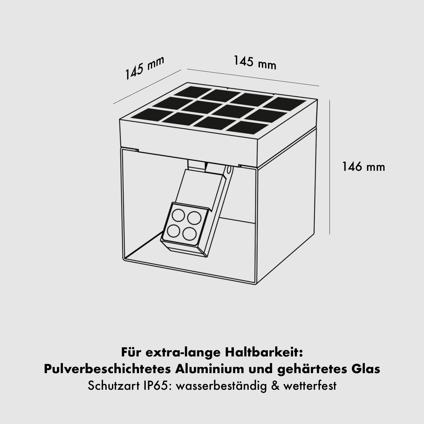 Die Spezifikationen der Klewe Alea Akku-Solarleuchte für den Garten