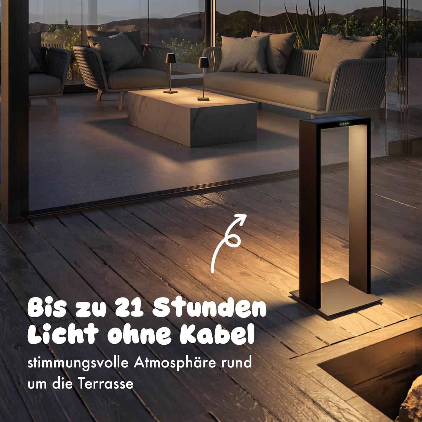Klewe Axis Akku-Solarleuchte für den Garten