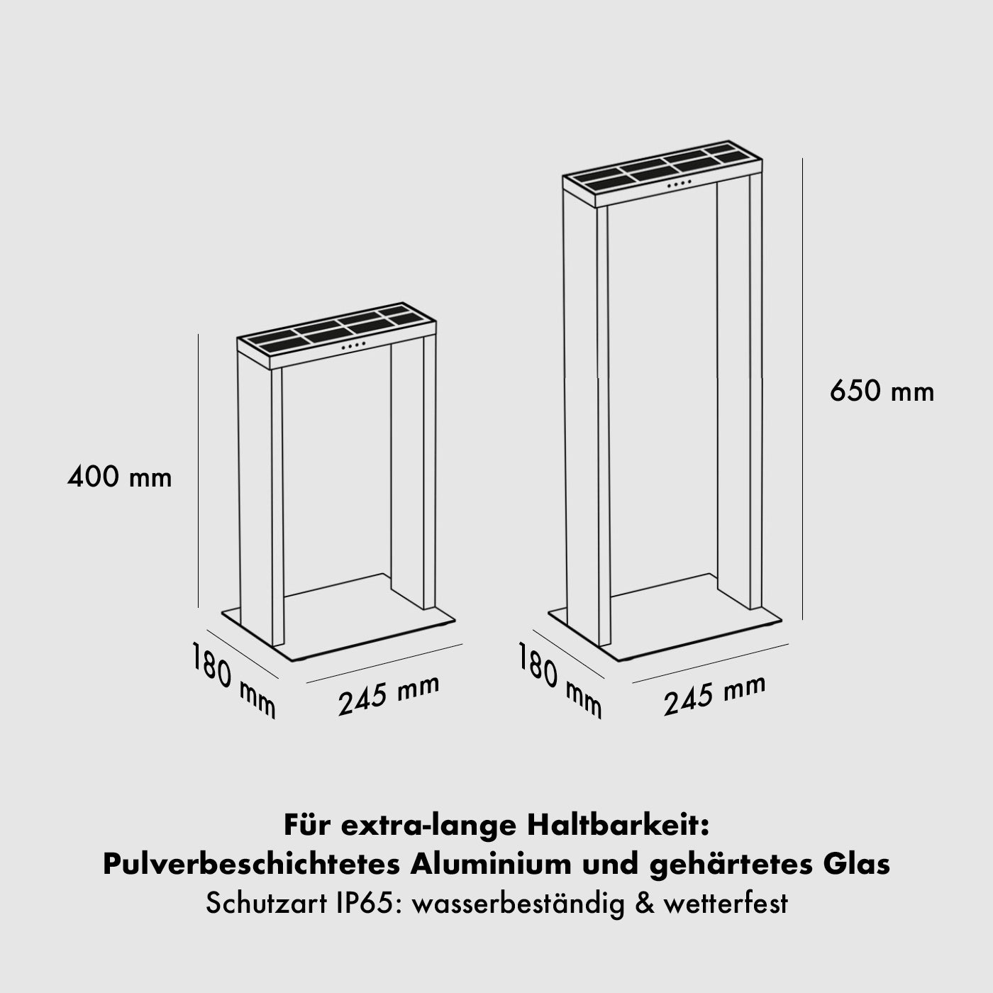 Die Spezifikationen der Klewe Axis Akku-Solarleuchte für den Garten