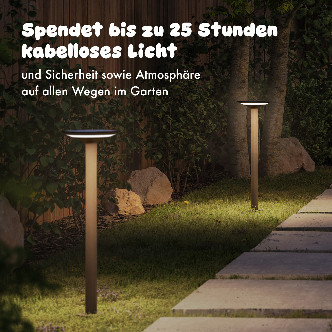 Bis zu 25 Stunden Licht auf allen Wegen im Garten: Klewe Keope Ground Akku-Laterne solarbetrieben