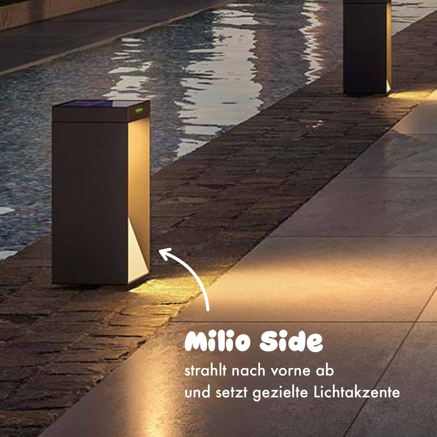 Klewe Milio Side Akku-Solarleuchte für den Garten