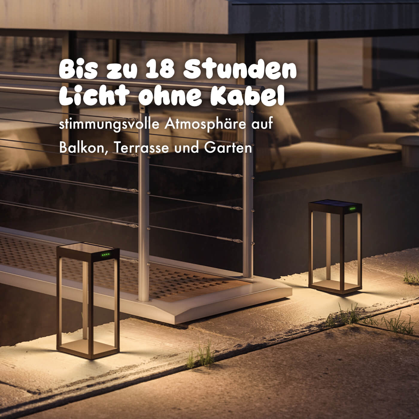 Klewe Radia mini Akku-Solarleuchte als kabellose Wegeleuchte im Garten