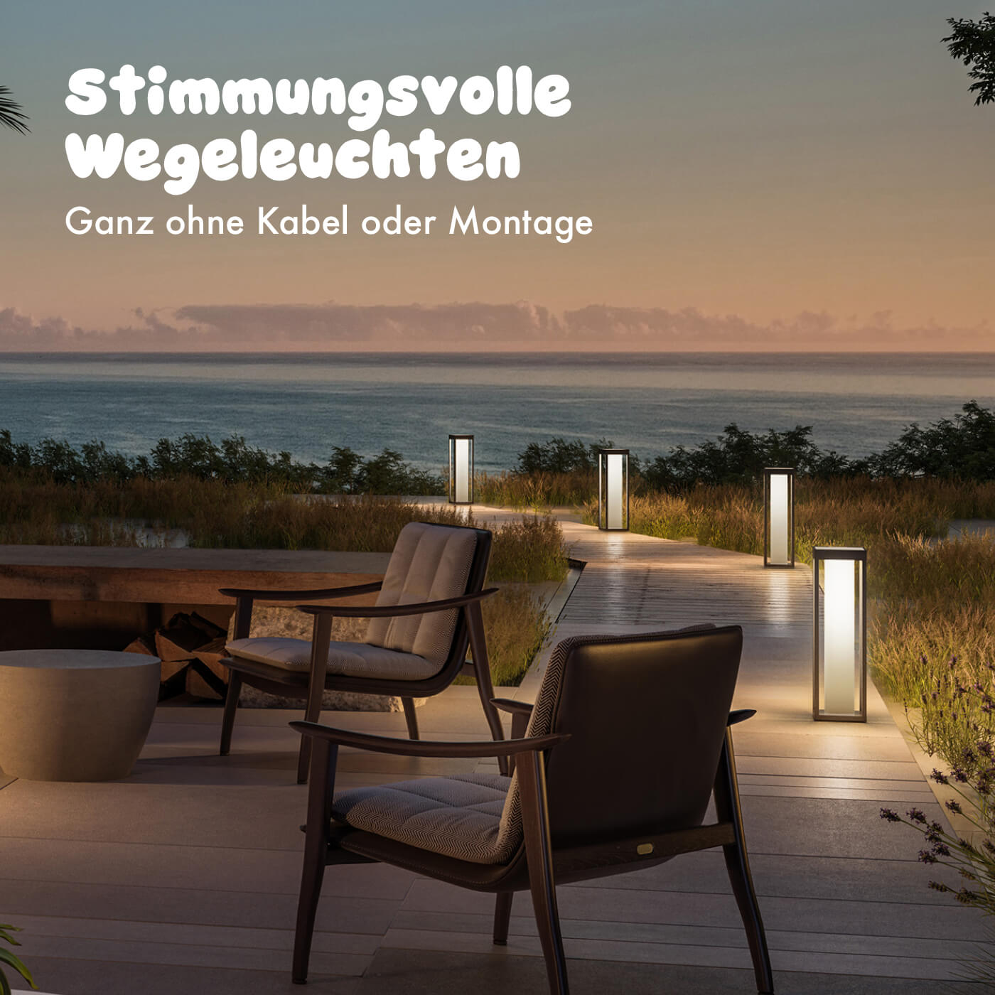 Stimmungsvolle Wegeleuchten: Ganz ohne Kabel oder Montage