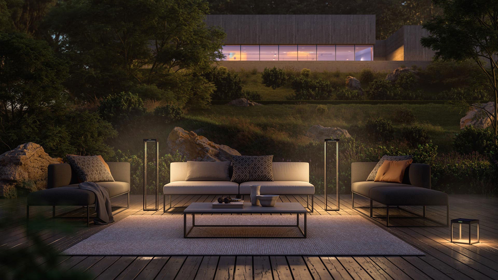 Mit der Klewe Radi Ground und Klewe Radia mega wird deine Terrasse zur Outdoor Lounge