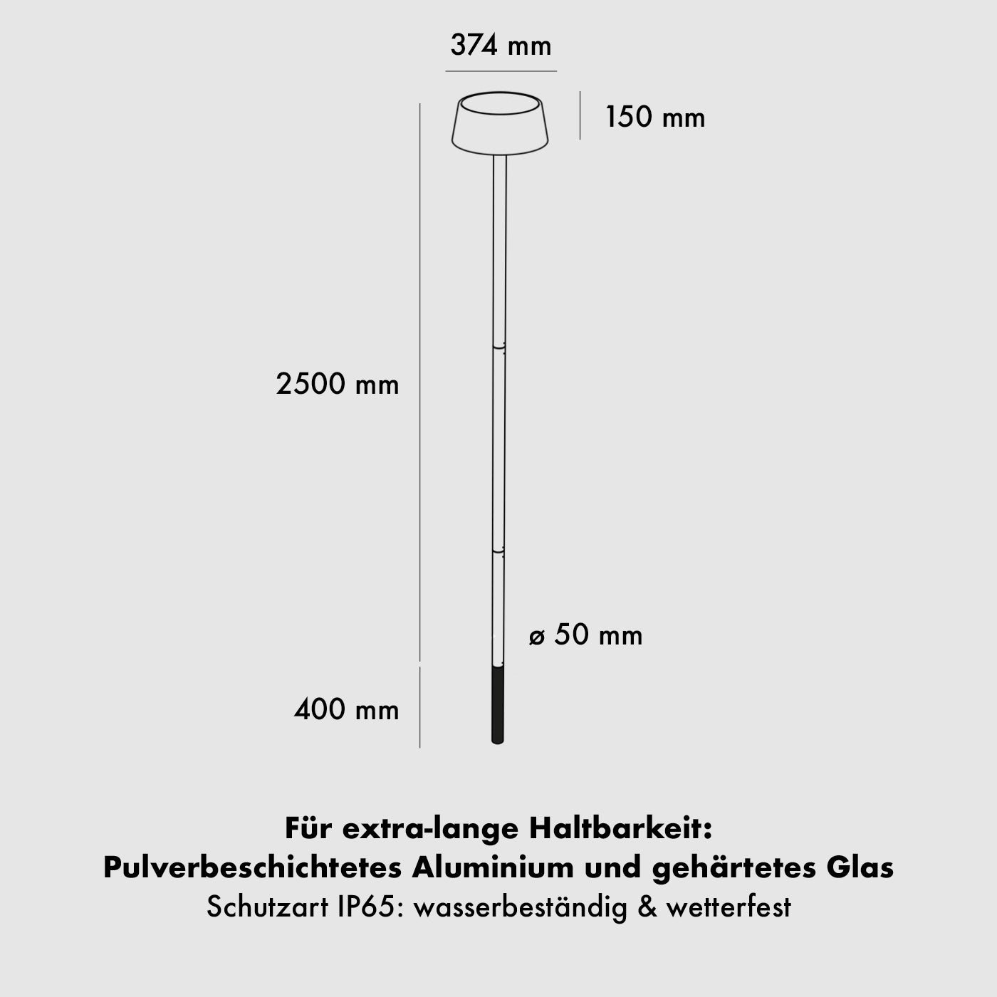 Die Abmessungen der Klewe Sundress Akku-Laterne solarbetrieben für den Garten
