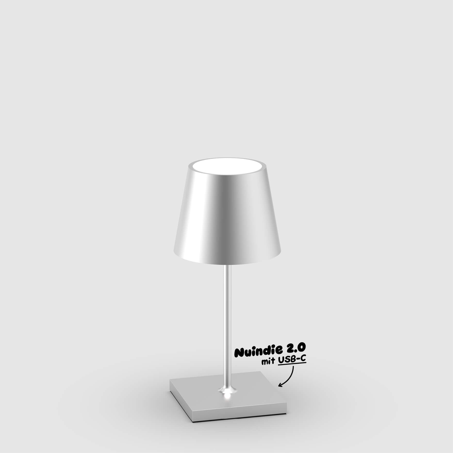 Sigor Nuindie Mini 20,0 Akku-Tischleuchte, eloxiert in #Farbe_Silber