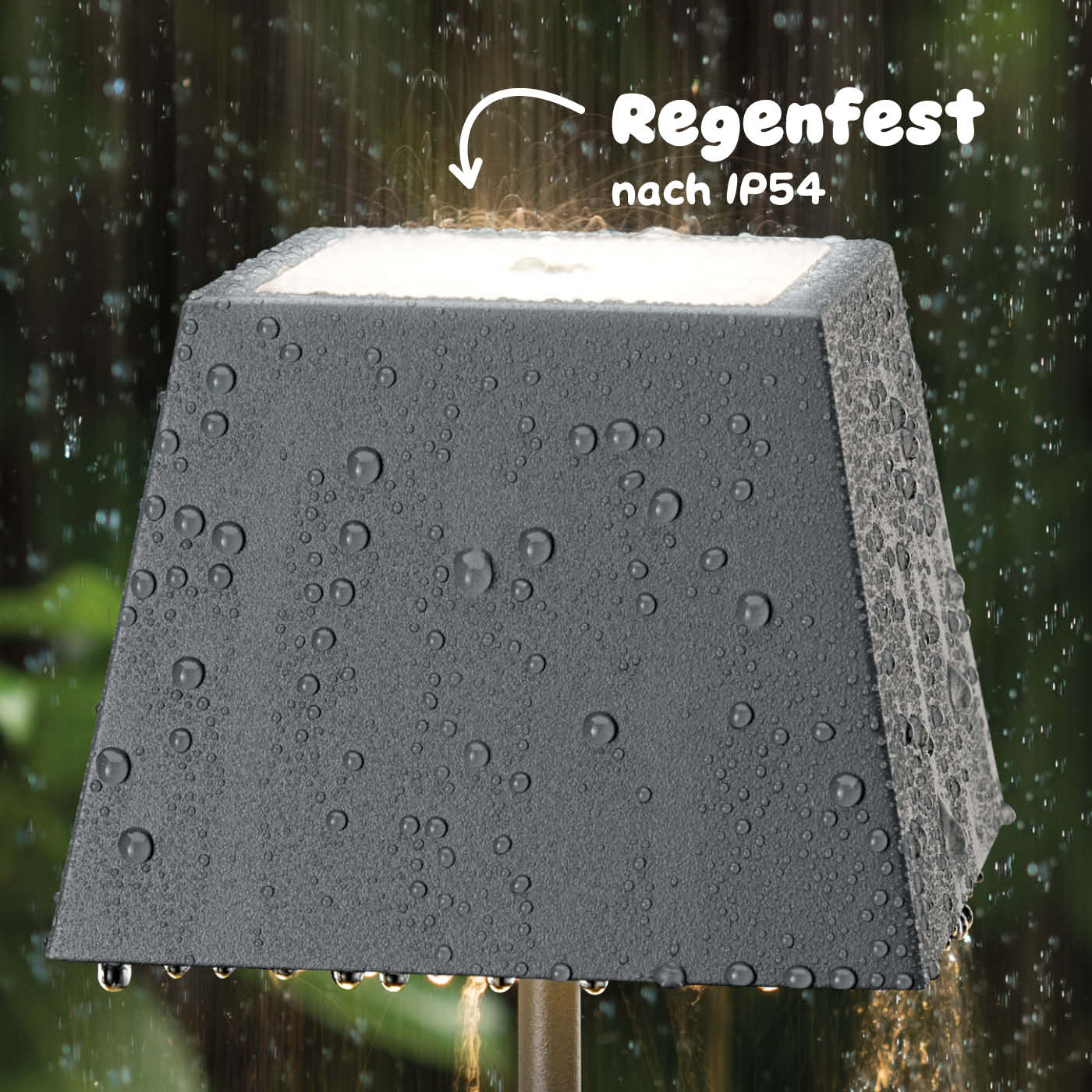 Regenfest: Sigor Nuindie Akku-Tischleuchte, eckig in #Farbe_Graphitgrau