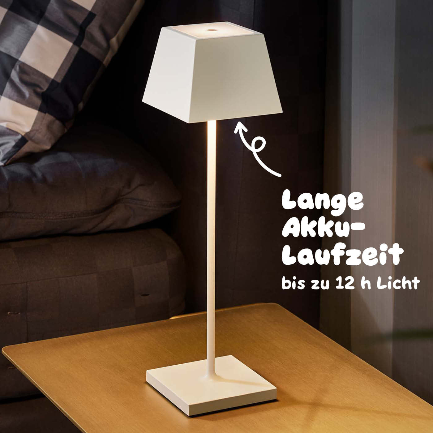 Starker Akku: Sigor Nuindie Akku-Tischleuchte, eckig in #Farbe_Schneeweiss