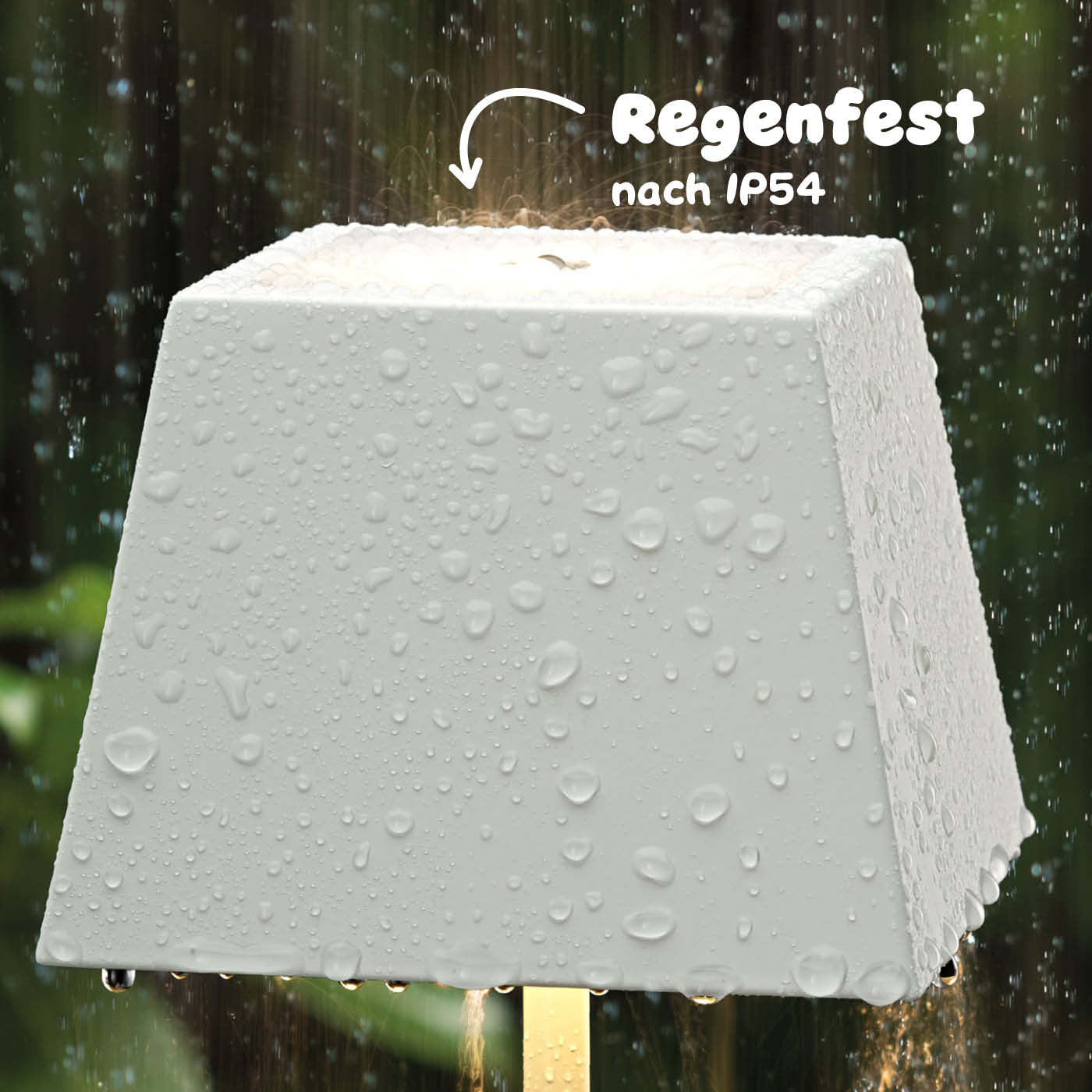 Regenfest: Sigor Nuindie Akku-Tischleuchte, eckig in #Farbe_Schneeweiss