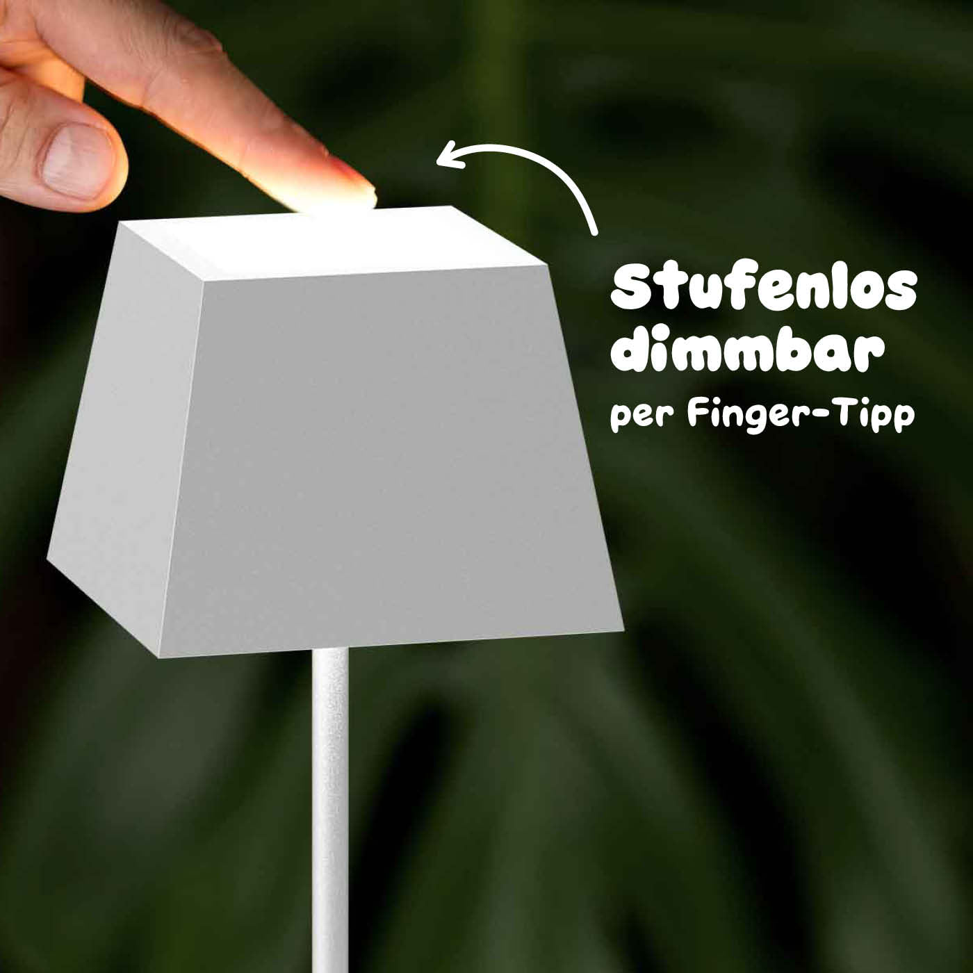 Stufenlos dimmbar: Sigor Nuindie Akku-Tischleuchte, eckig in #Farbe_Schneeweiss
