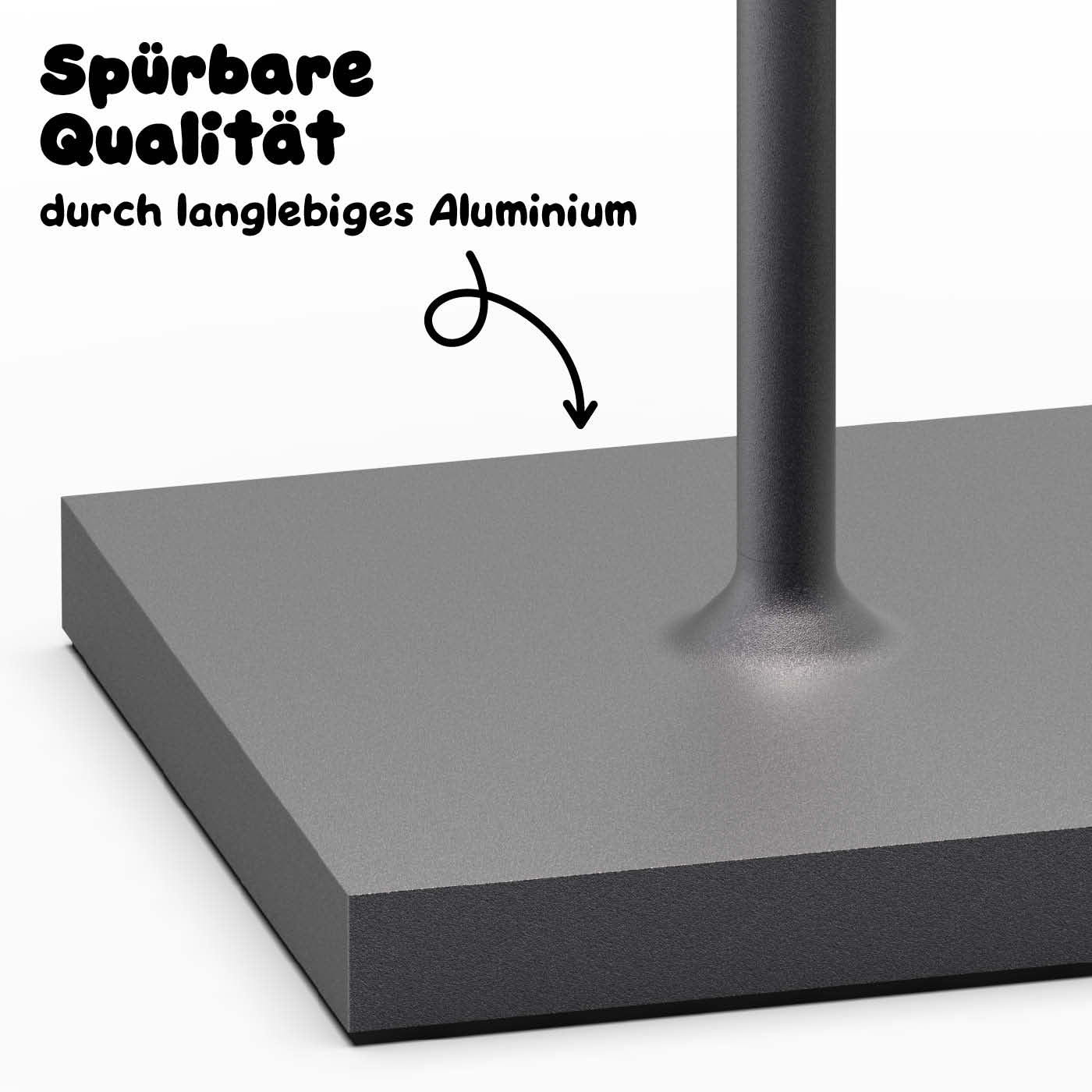 Massives Alu: Sigor Nuindie Akku-Tischleuchte, eckig in #Farbe_Nachtschwarz