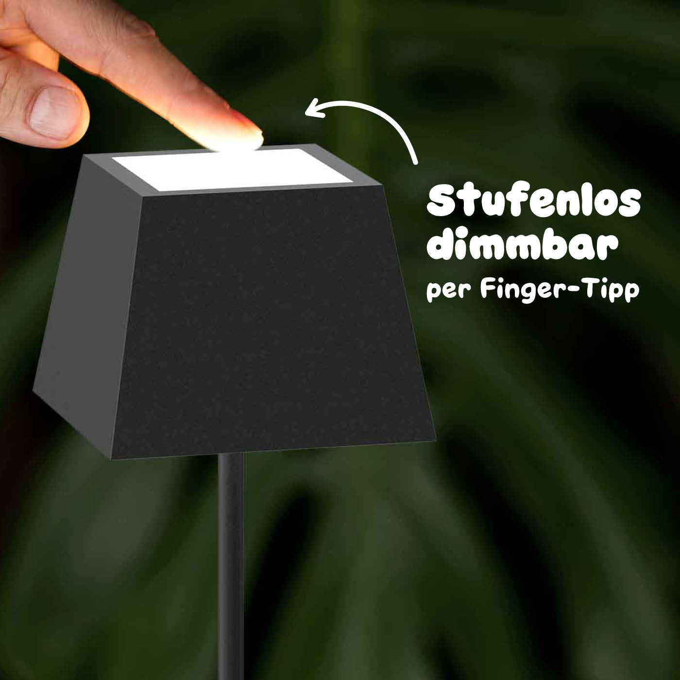 Stufenlos dimmbar: Sigor Nuindie Mini Akku-Tischleuchte, eckig in #Farbe_Nachtschwarz