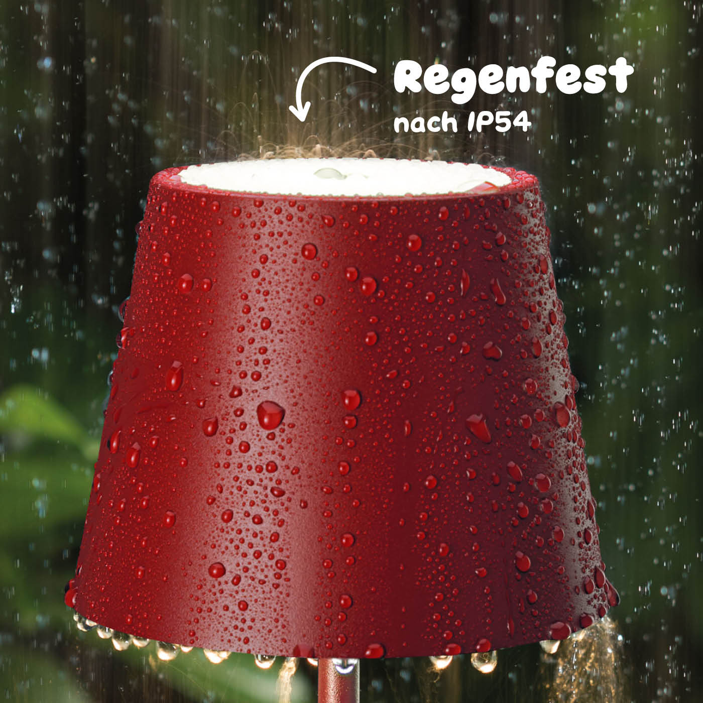 Regenfest: Sigor Nuindie Akku-Tischleuchte in #Farbe_Feuerrot