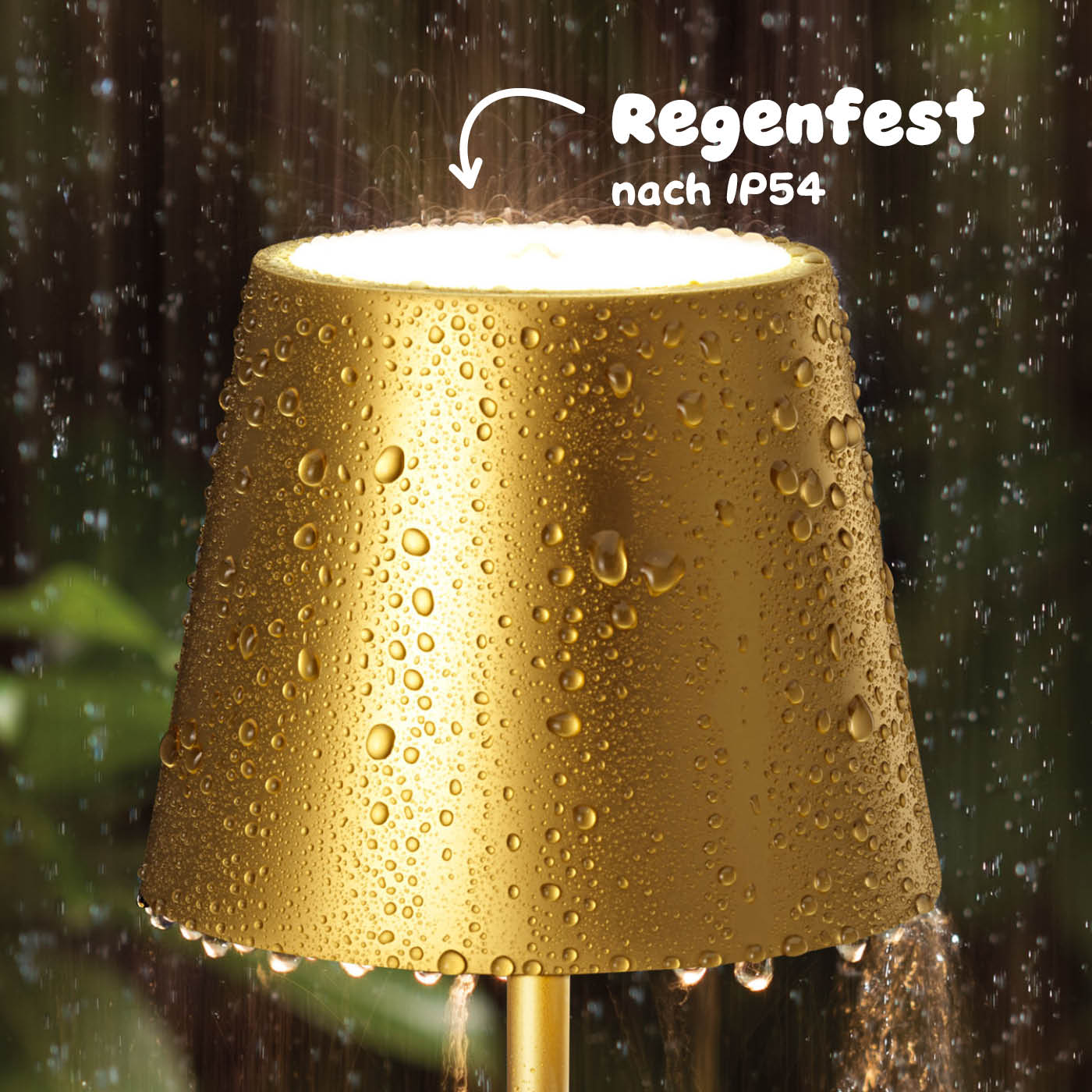 Sigor Nuindie Akku-Tischleuchte ist regenfest, eloxiert in #Farbe_Gold