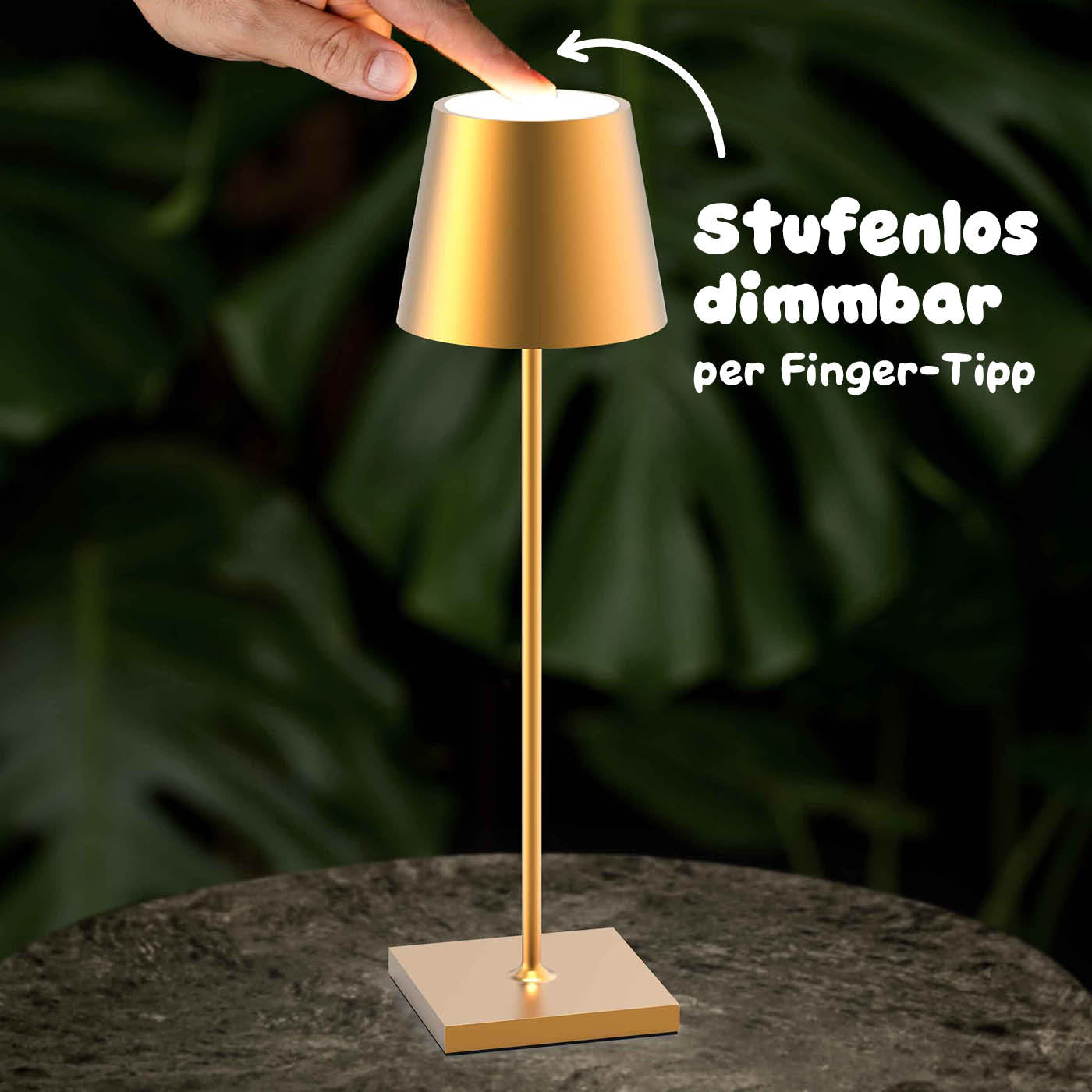 Stufenlos dimmbar Sigor Nuindie Akku-Tischleuchte, eloxiert in #Farbe_Gold