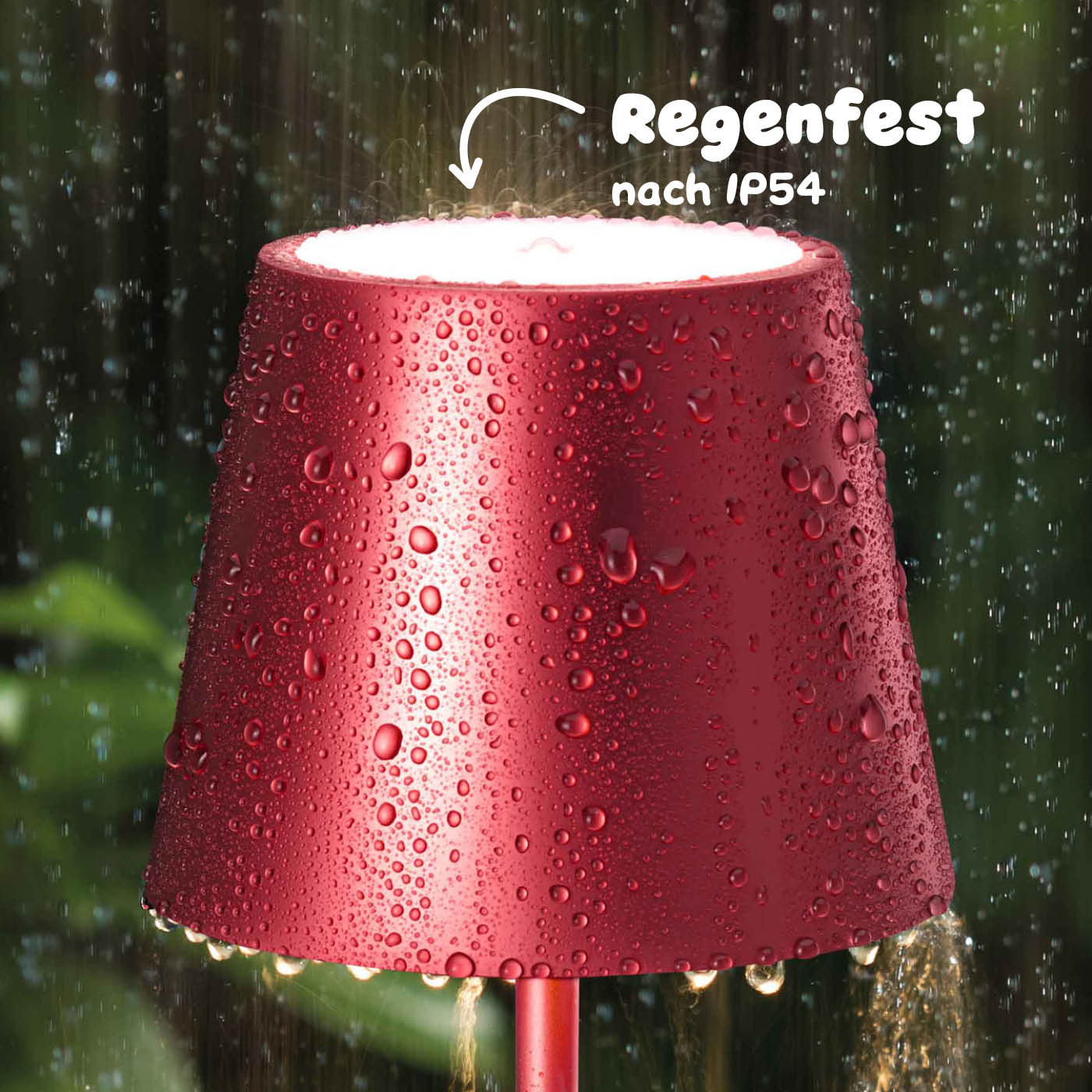 Regenfest: Sigor Nuindie Akku-Tischleuchte, eloxiert in #Farbe_Kirschrot