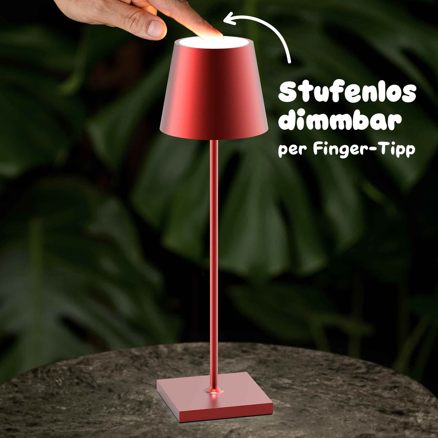 Stufenlos dimmbar: Sigor Nuindie Akku-Tischleuchte, eloxiert in #Farbe_Kirschrot