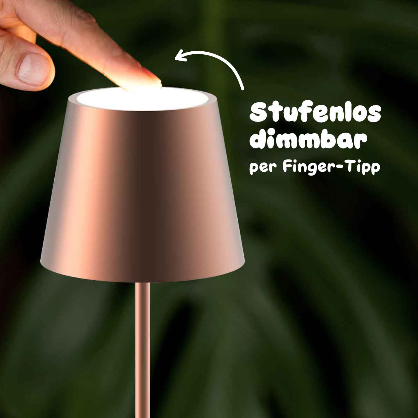 Stufenlos dimmbar: Sigor Nuindie Mini Akku-Tischleuchte, eloxiert in #Farbe_Bronze