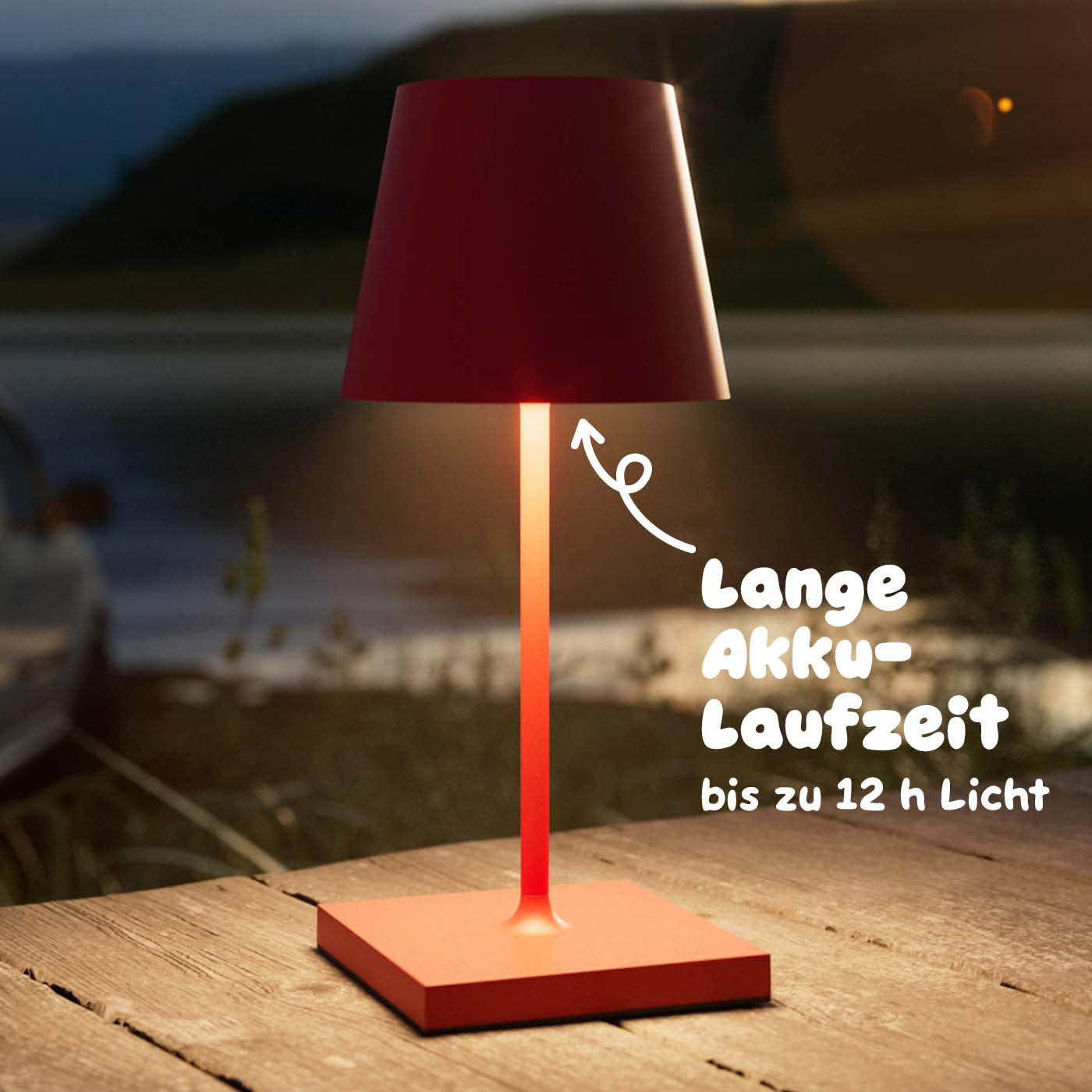 Lange Akkulaufzeit: Sigor Nuindie Mini Akku-Tischleuchte in #Farbe_Feuerrot
