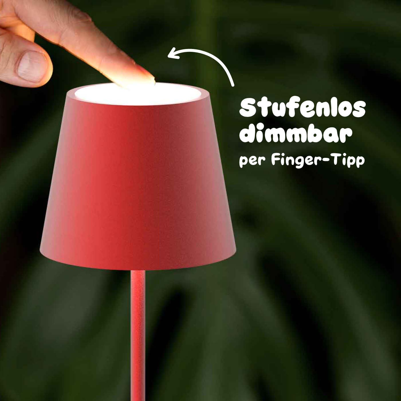 Stufenlos dimmbar: Sigor Nuindie Mini Akku-Tischleuchte in #Farbe_Feuerrot
