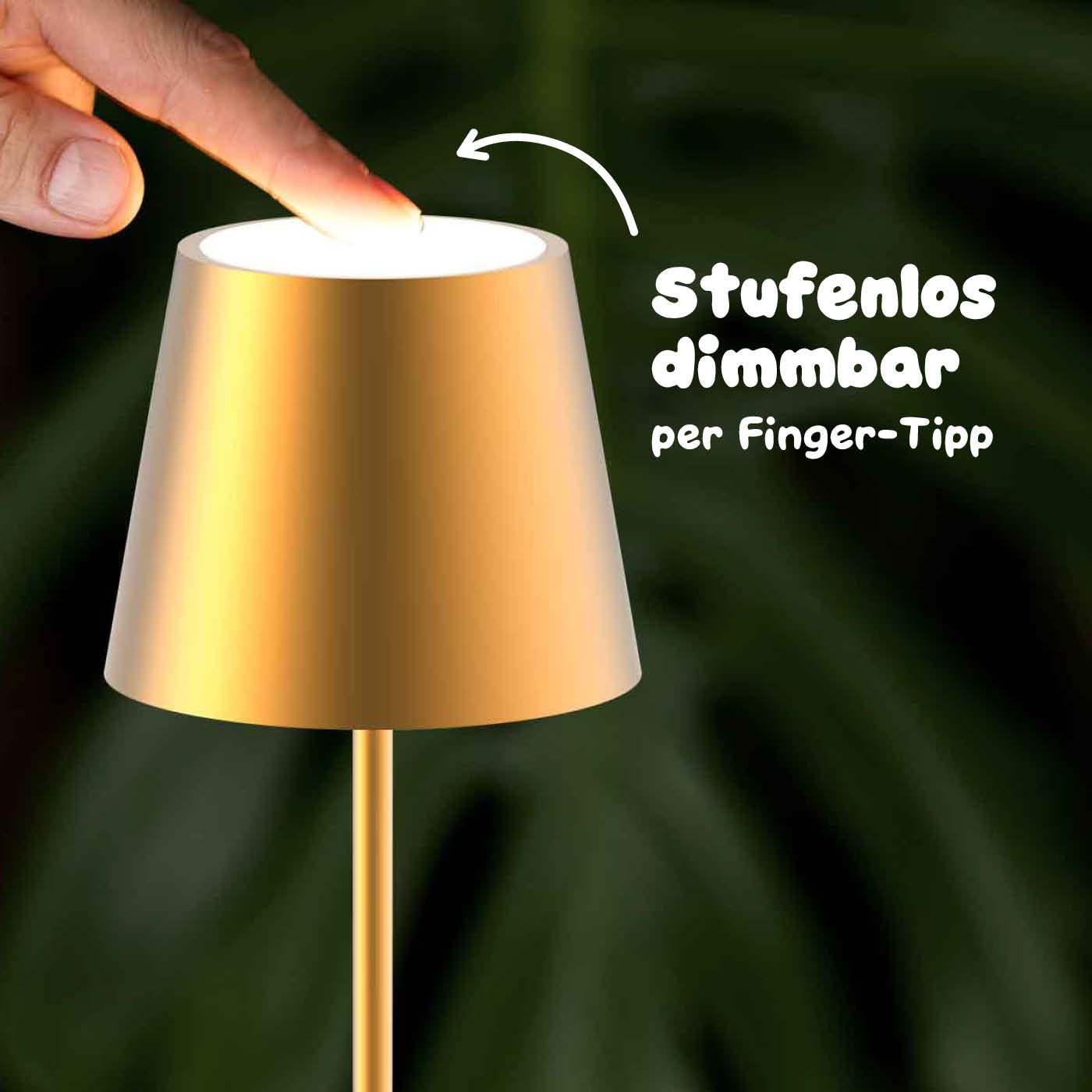 Stufenlos dimmbar: Sigor Nuindie Mini Akku-Tischleuchte, eloxiert in #Farbe_Gold