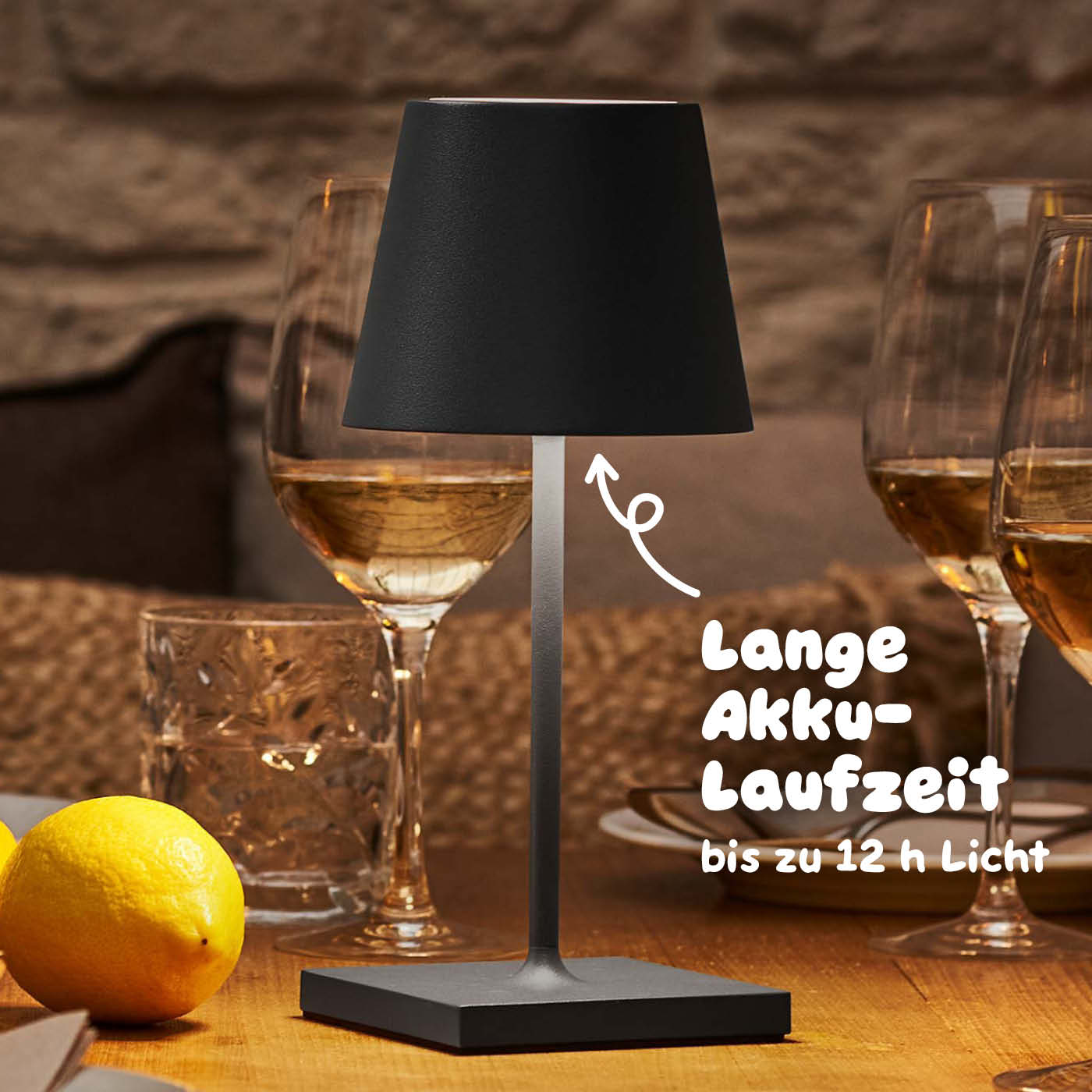 Lange Akku-Laufzeit: Sigor Nuindie Mini Akku-Tischleuchte in #Farbe_Graphitgrau