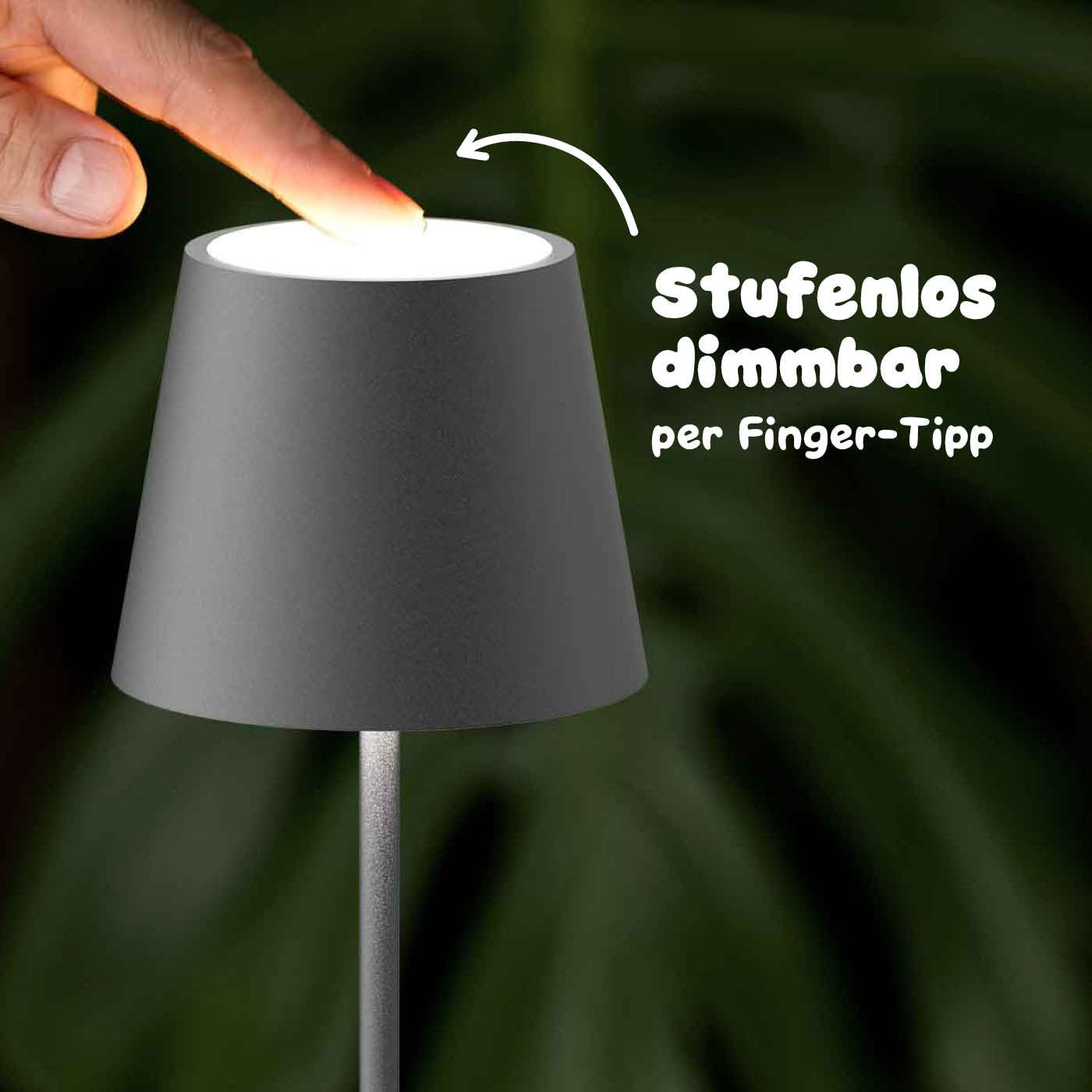 Stufenlos dimmbar: Sigor Nuindie Akku-Tischleuchte in #Farbe_Graphitgrau