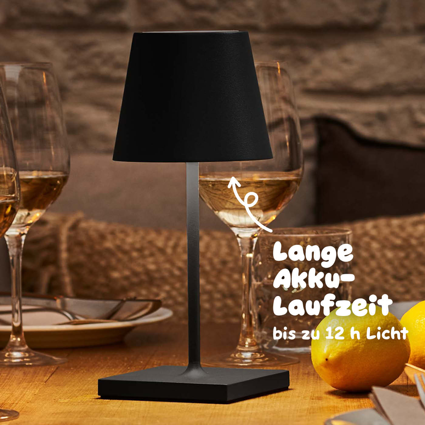 Lange Akku-Laufzeit: Sigor Nuindie Mini Akku-Tischleuchte in #Farbe_Nachtschwarz