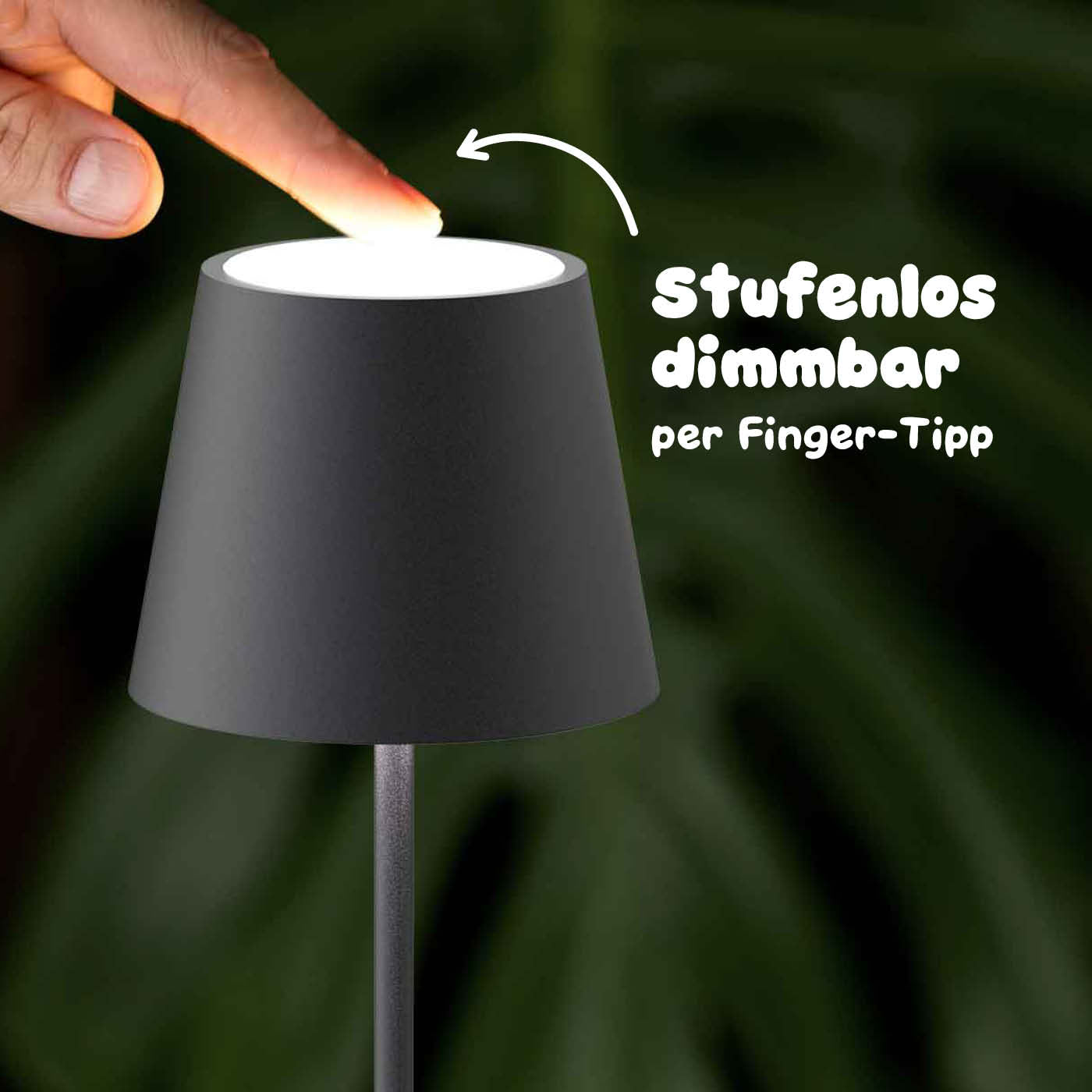 Stufenlos dimmbar: Sigor Nuindie Mini Akku-Tischleuchte in #Farbe_Nachtschwarz