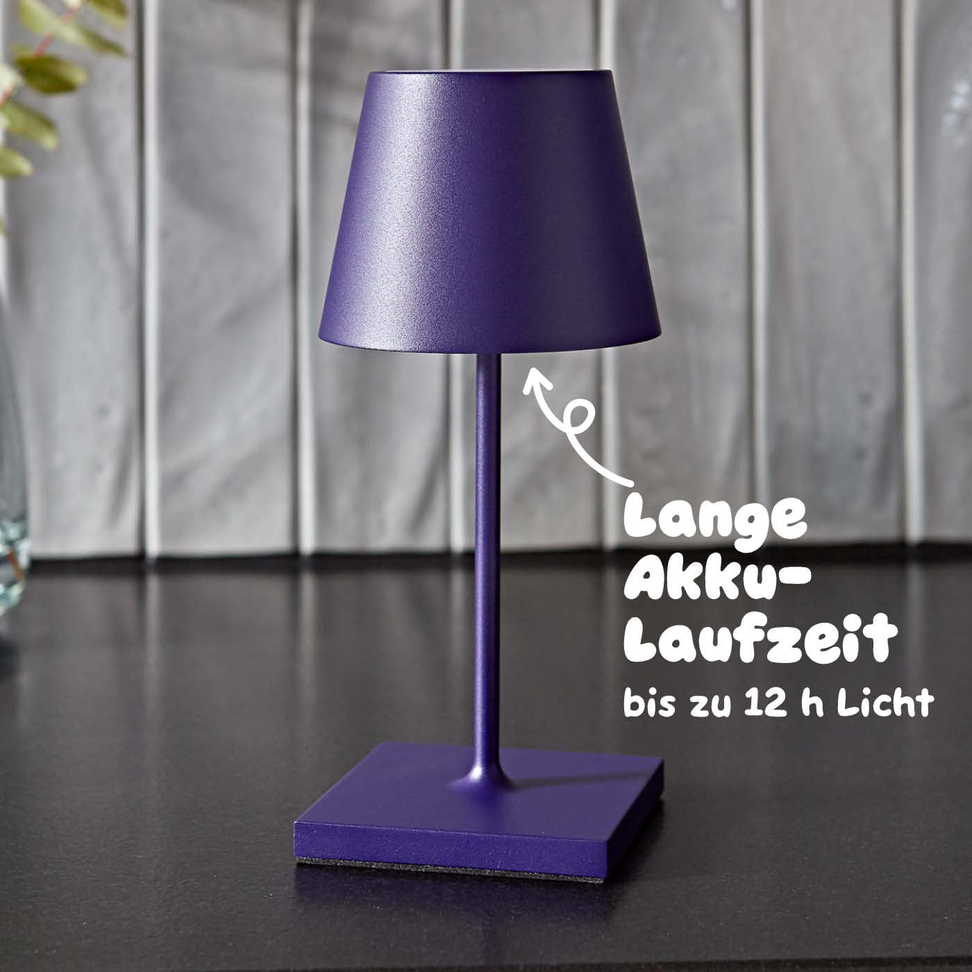 Lange Akkulaufzeit: Sigor Nuindie Mini Akku-Tischleuchte in #Farbe_Pflaumenblau (Easy-Connect)
