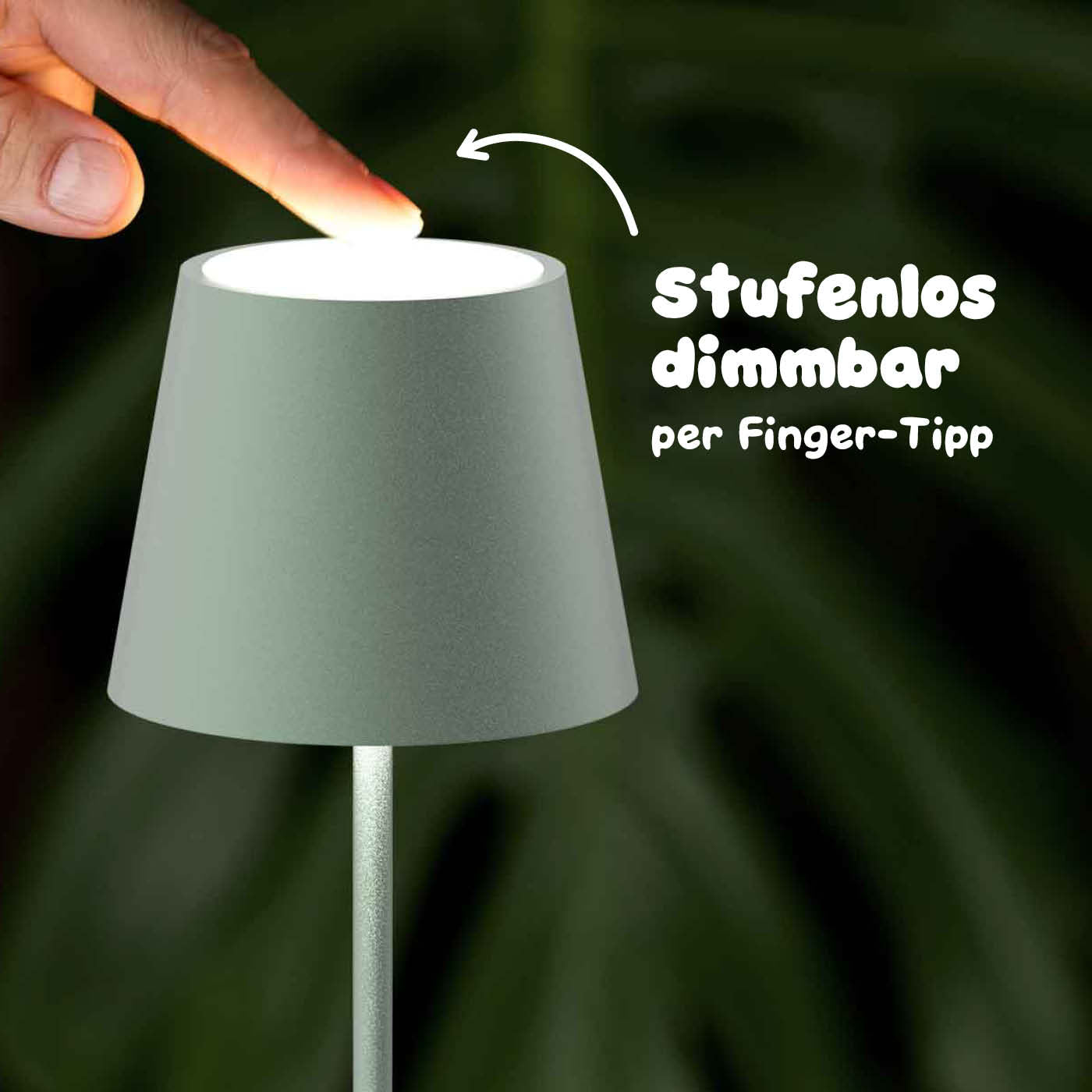 Stufenlos dimmbar: Sigor Nuindie Mini Akku-Tischleuchte in #Farbe_Salbeigrün