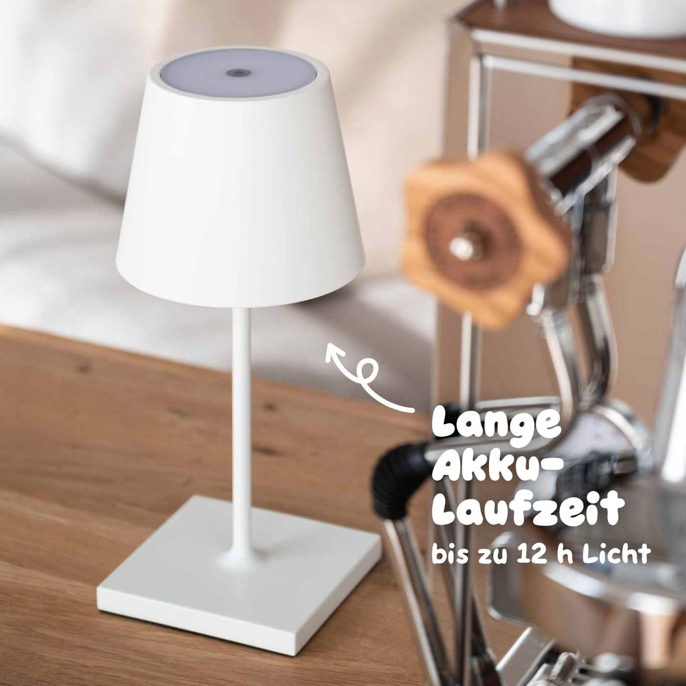 Lange Akkulaufzeit: Sigor Nuindie Mini Akku-Tischleuchte in #Farbe_Schneeweiss