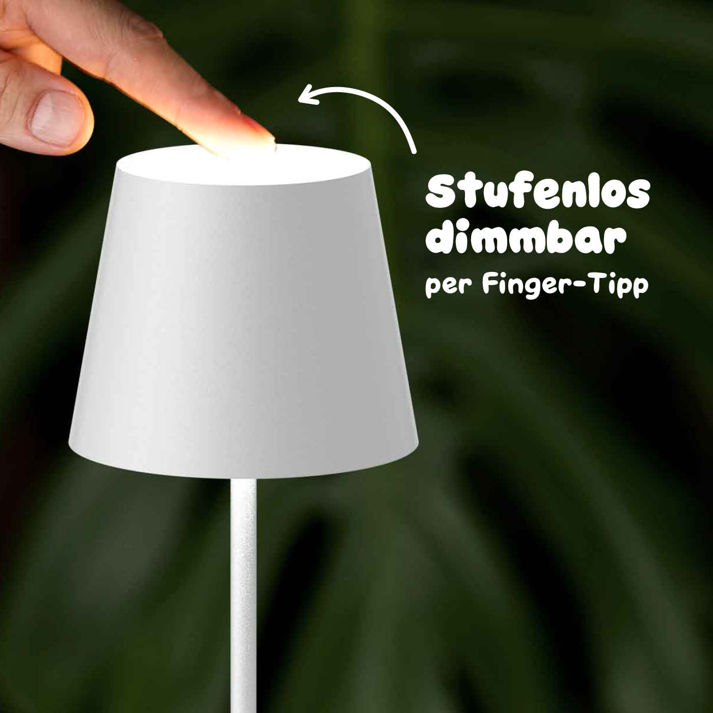 Stufenlos dimmbar: Sigor Nuindie Mini Akku-Tischleuchte in #Farbe_Schneeweiss