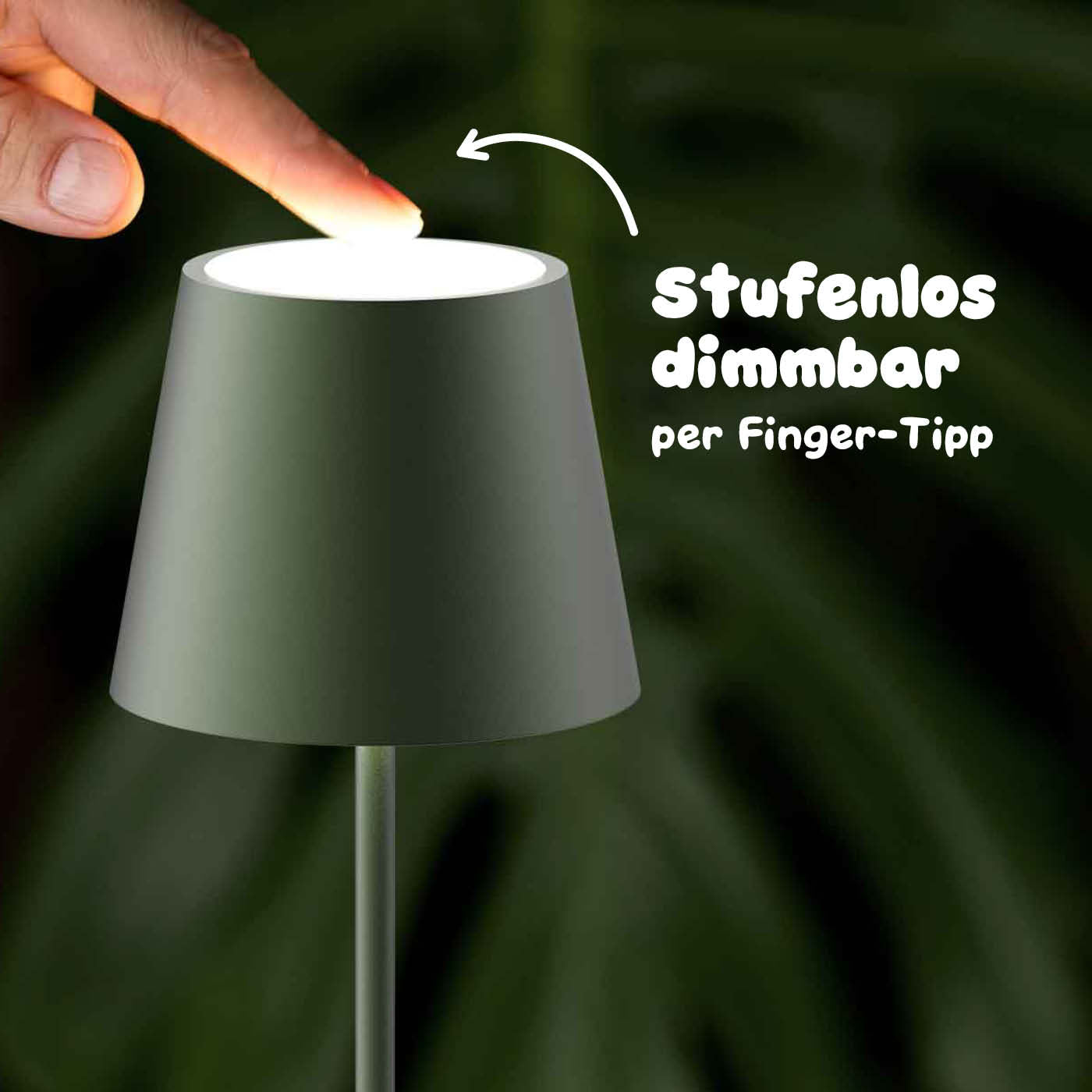 Stufenlos dimmbar: Sigor Nuindie Mini Akku-Tischleuchte in #Farbe_Tannengrün