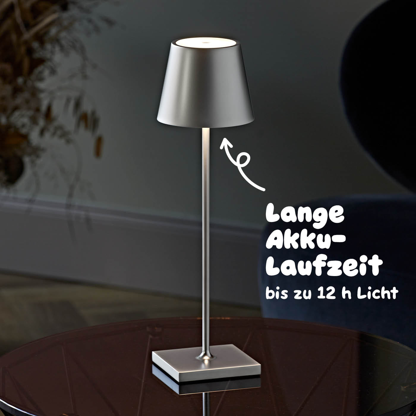 Sigor Nuindie Akku-Tischleuchte, eloxiert in #Farbe_Silber