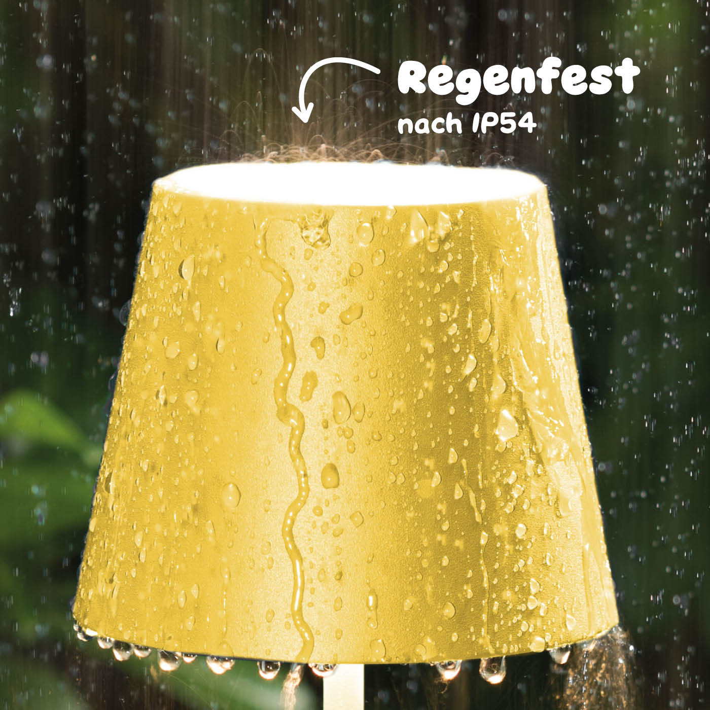 Regenfest: Sigor Nuindie Akku-Tischleuchte in #Farbe_Sonnengelb (Easy-Connect)