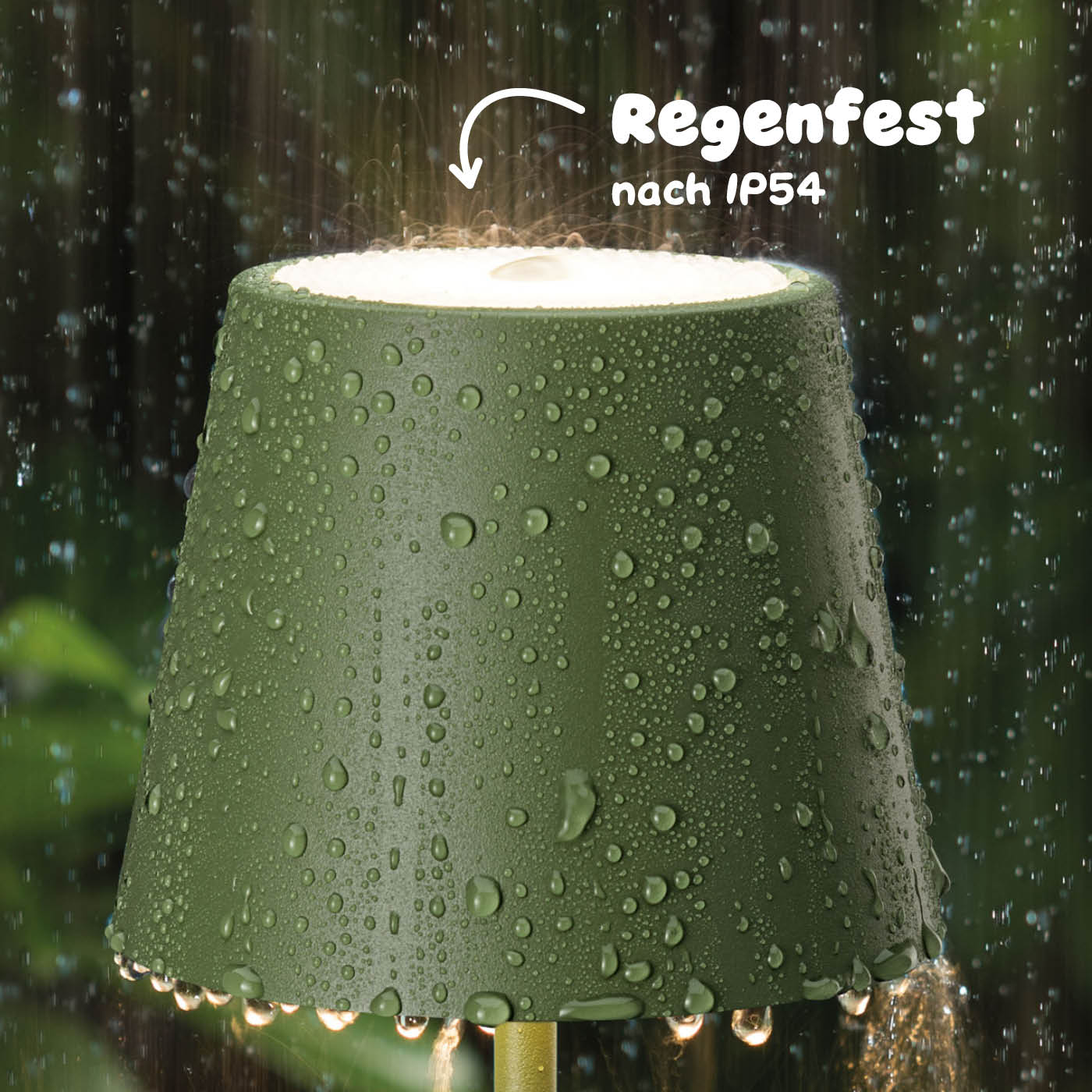 Regenfest: Sigor Nuindie Akku-Tischleuchte in #Farbe_Tannengrün