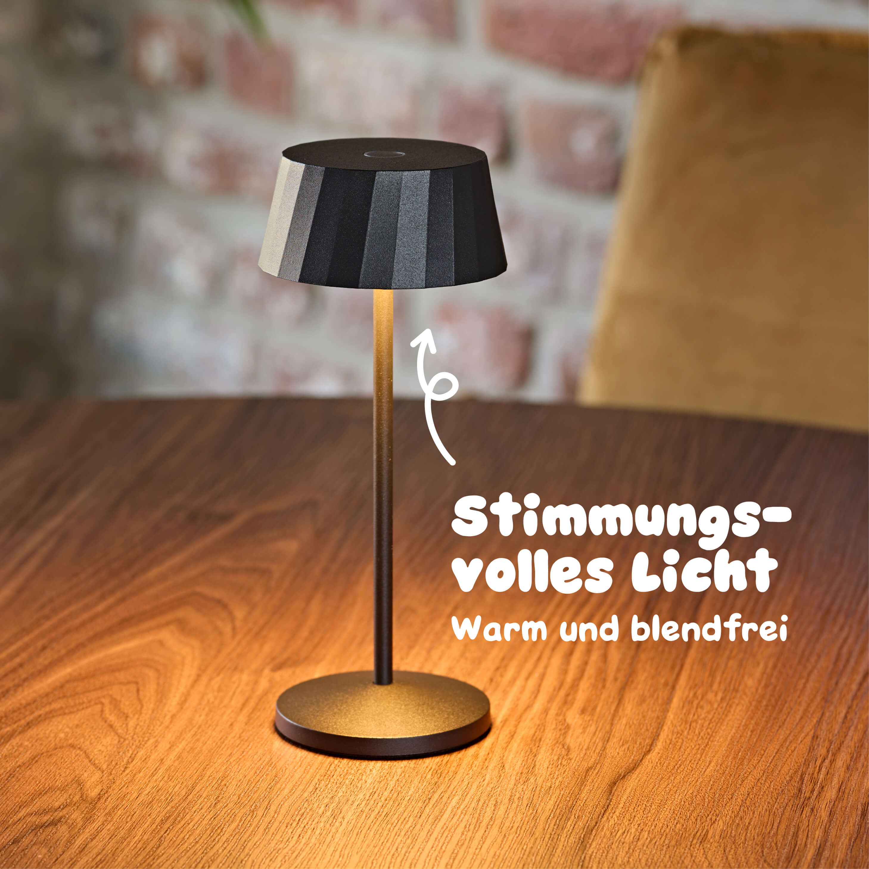 Sigor Facetta Tischleuchte mit warmem blendfreiem Licht nach unten #Farbe_Nachtschwarz