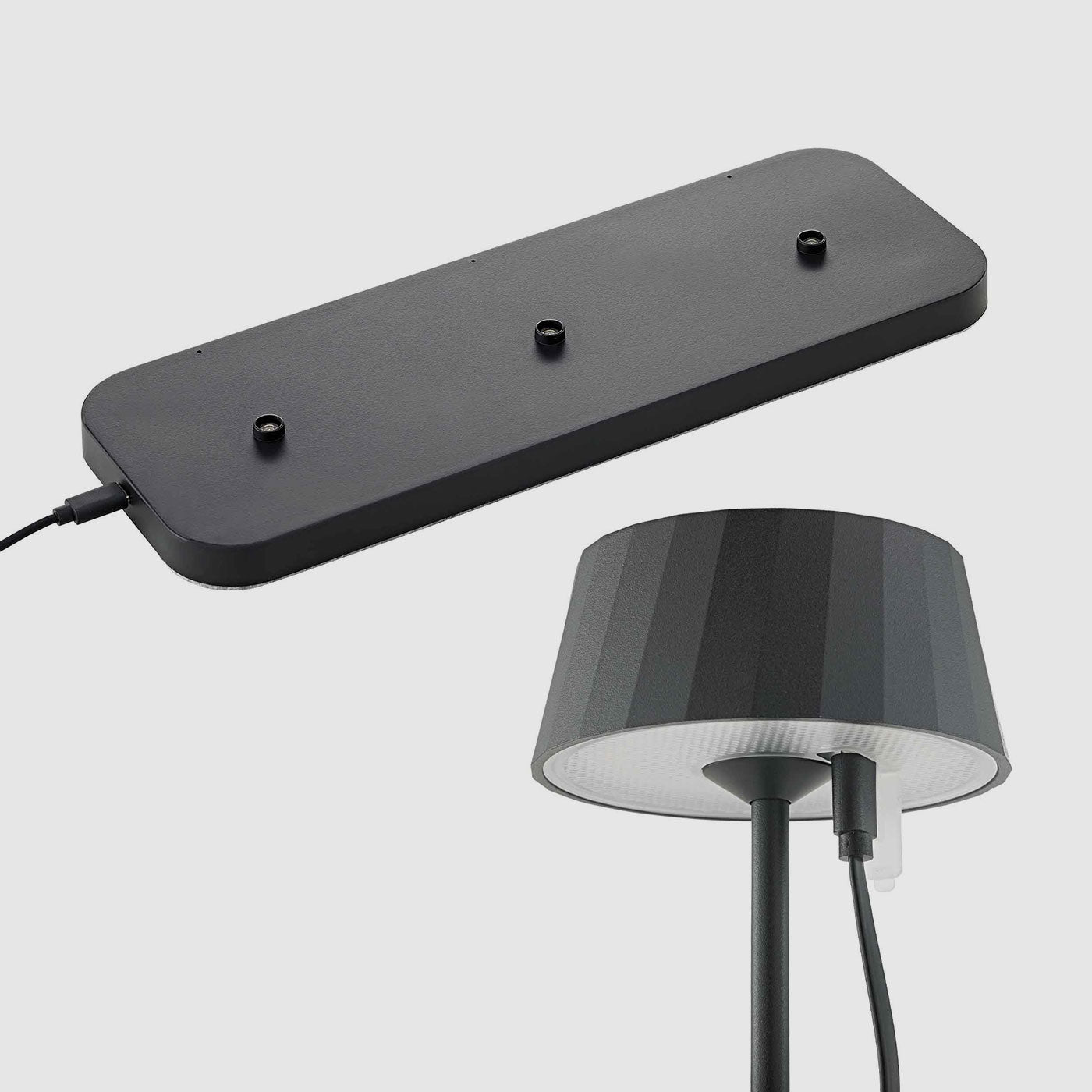 Sigor Facetta 3er-Set lädt über die Dreifach-Ladestation auf und bietet USB-C Anschluss für flexible Aufladung in der Gastronomie