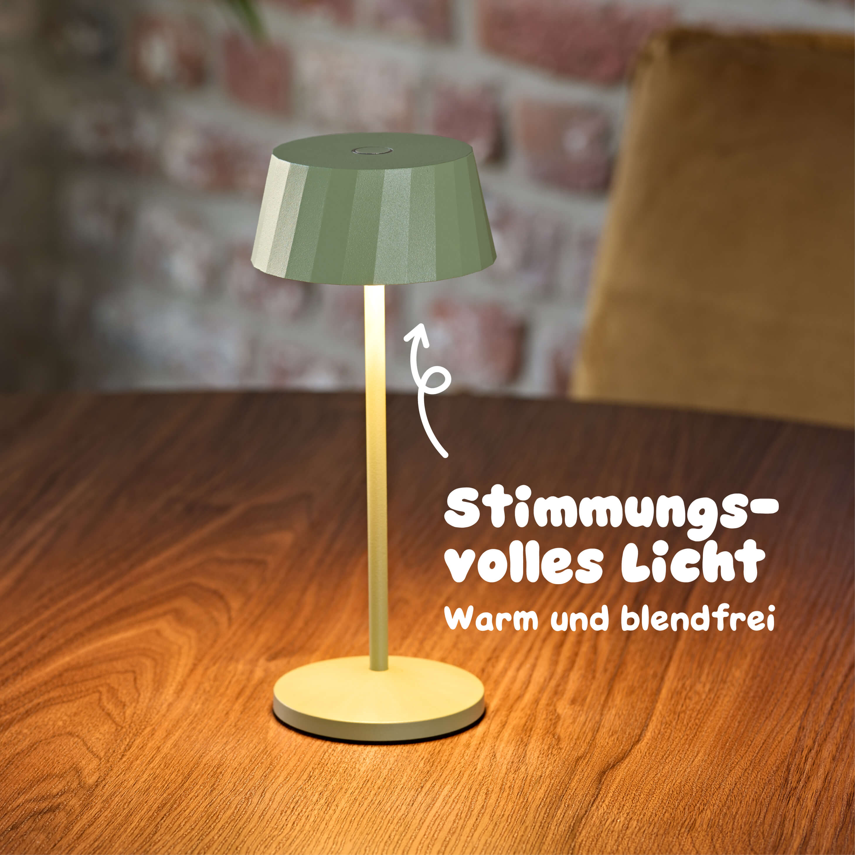 Sigor Facetta Tischleuchte mit warmem blendfreiem Licht nach unten #Farbe_Salbeigrün