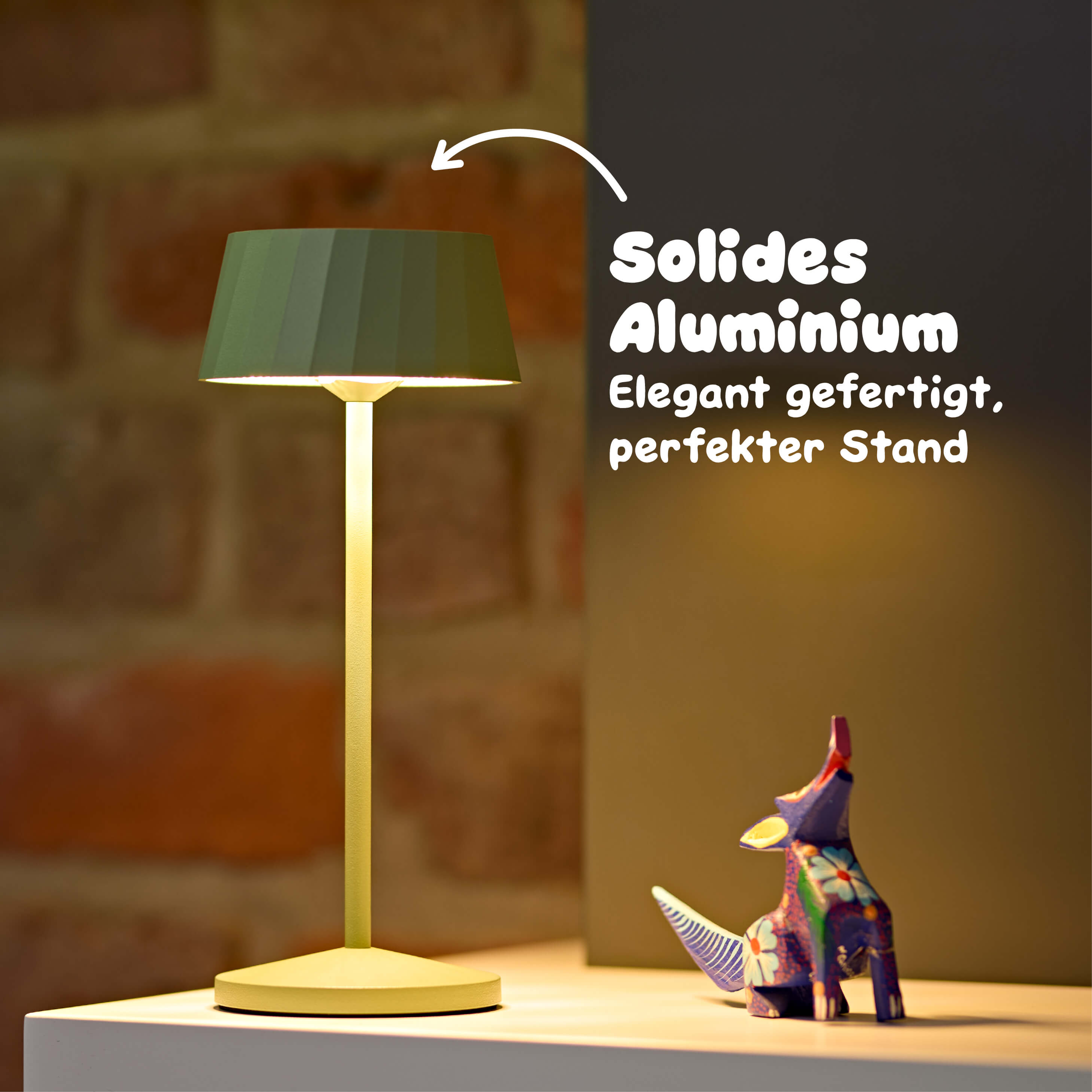 Sigor Facetta Akku-Tischleuchte aus solidem Aluminium mit stabilem Stand #Farbe_Salbeigrün