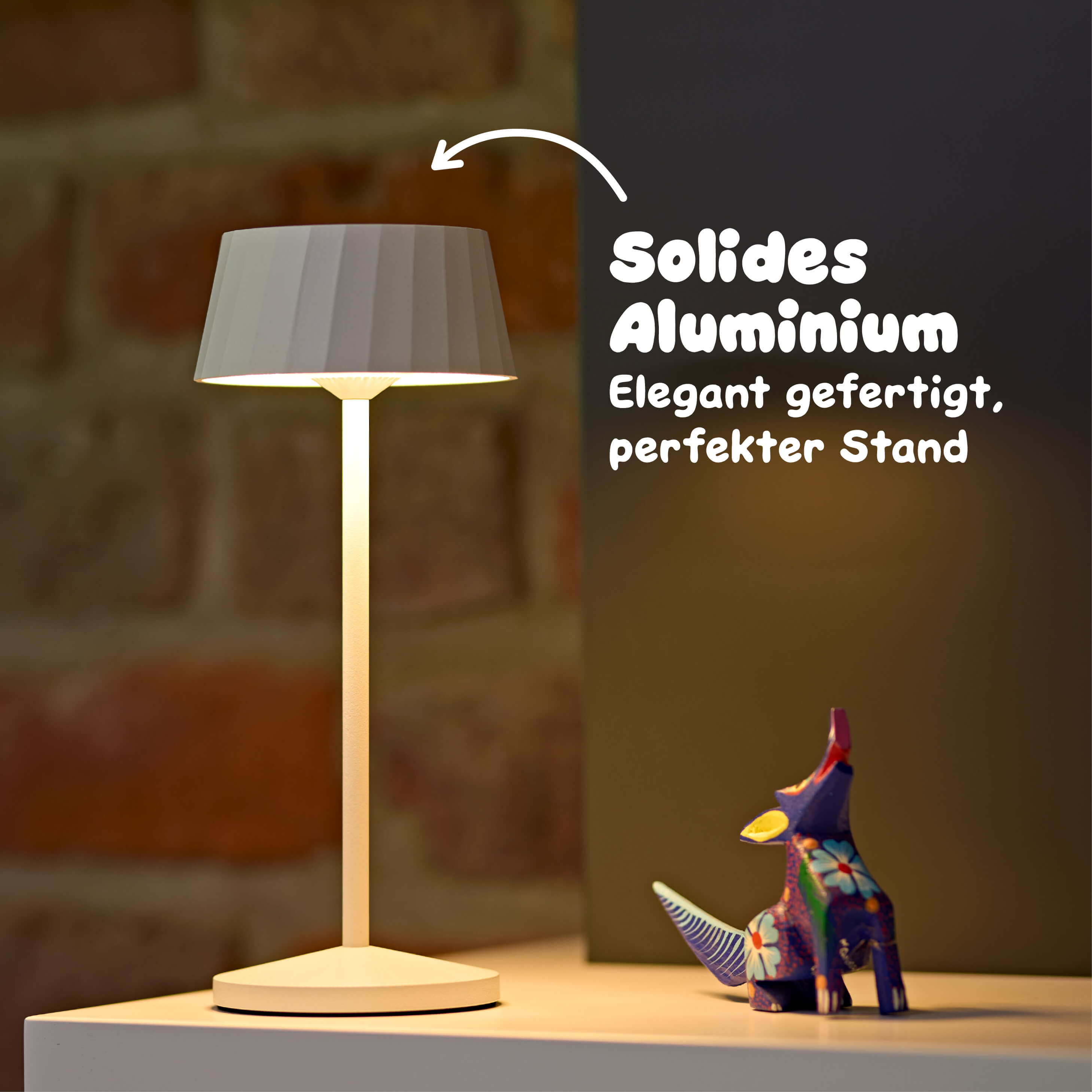 Sigor Facetta Akku-Tischleuchte aus solidem Aluminium mit stabilem Stand #Farbe_Schneeweiss