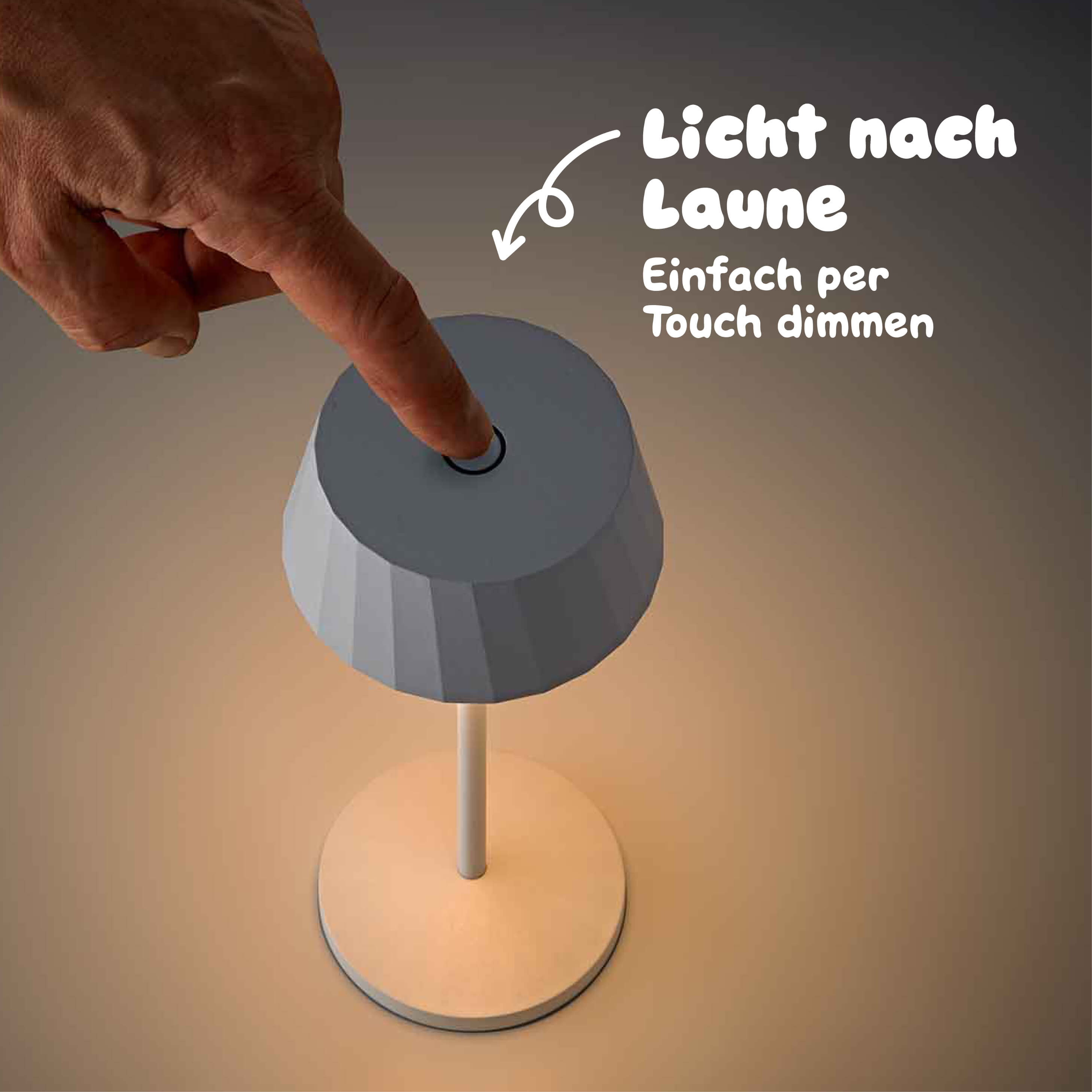 Sigor Facetta Akku-Tischleuchte mit Touch-Bedienung stufenlos dimmbar per Fingertipp