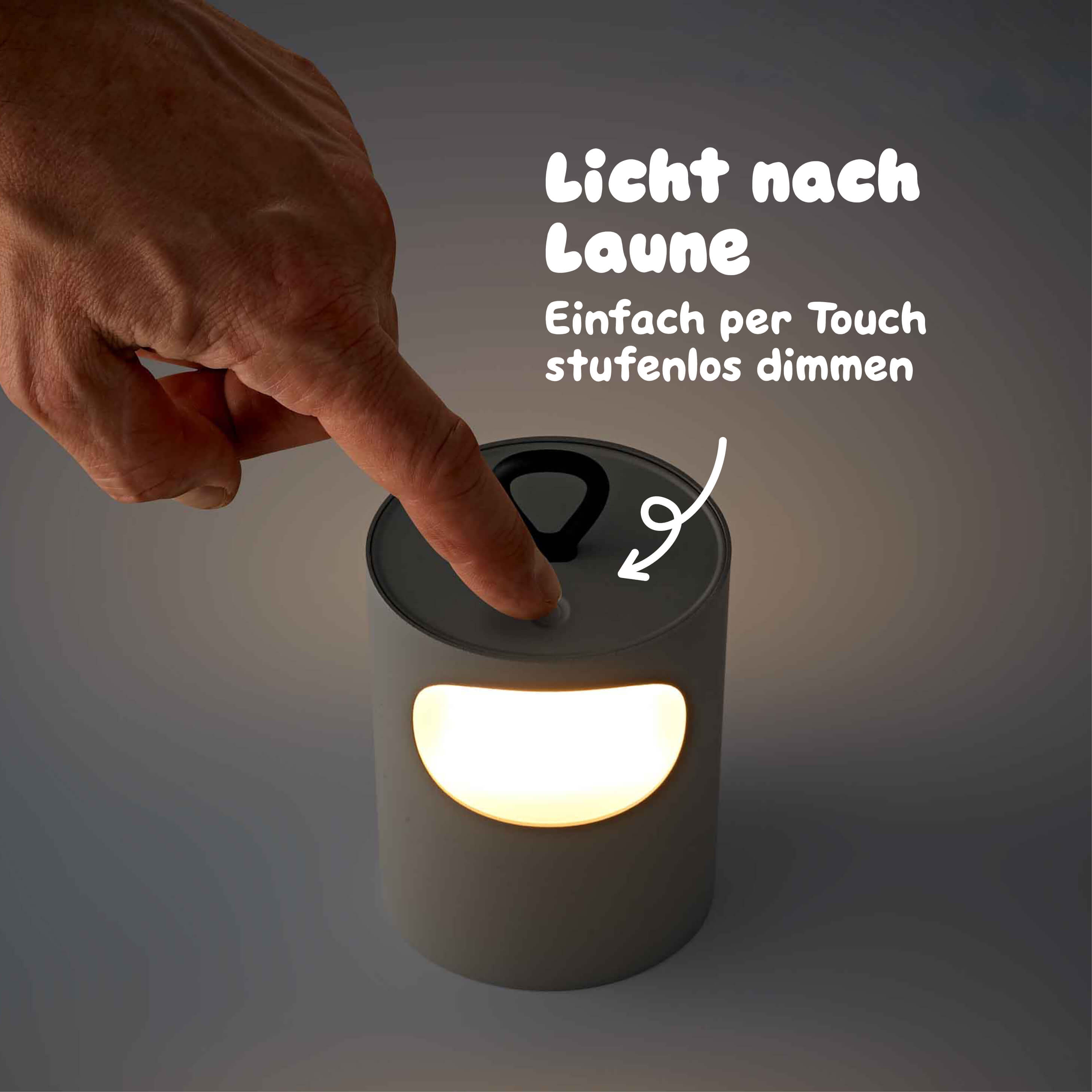 Die Sigor Lunari Akku-Tischleuchte ist per Touch-Bedienung stufenlos dimmbar
