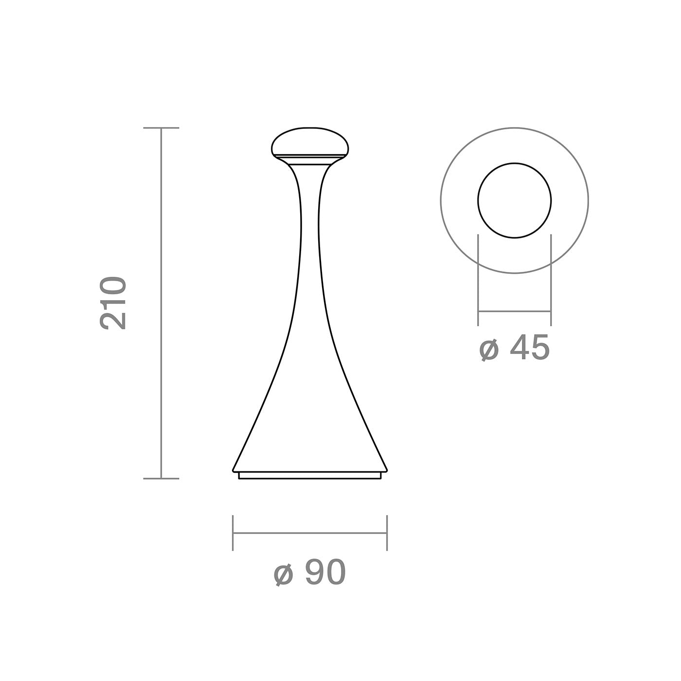 Die Abmessungen der Sigor Nuindie mini Akku-Tischleuchte
