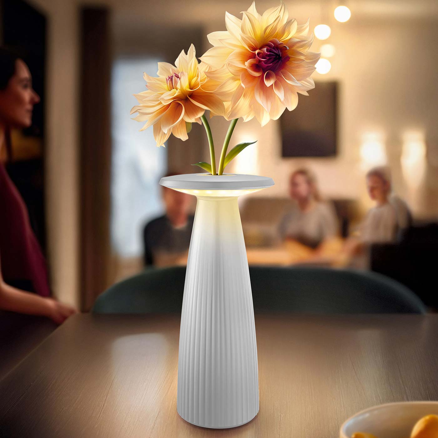 Sigor Nuflair Akku-Tischleuchte als Vase in #Farbe_Schneeweiss