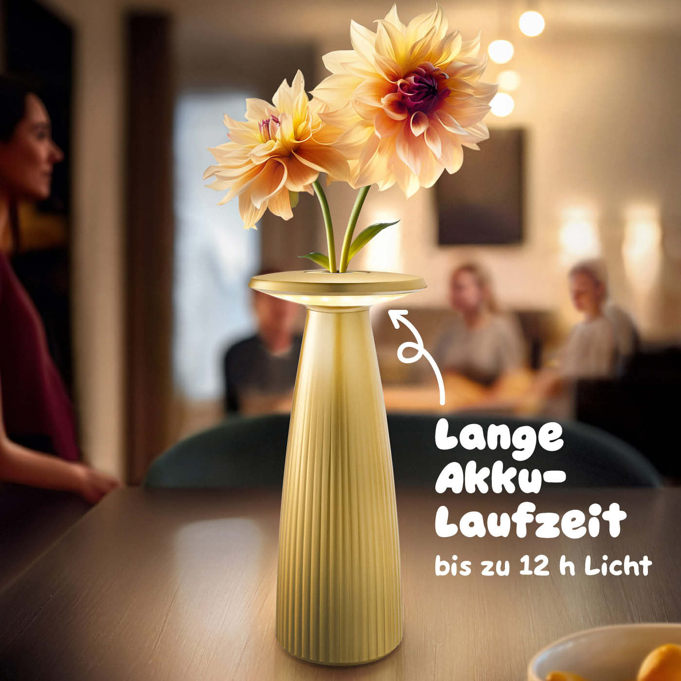 Sigor Nuflair Akku-Tischleuchte mit langer Akku-Laufzeit in #Farbe_Gold