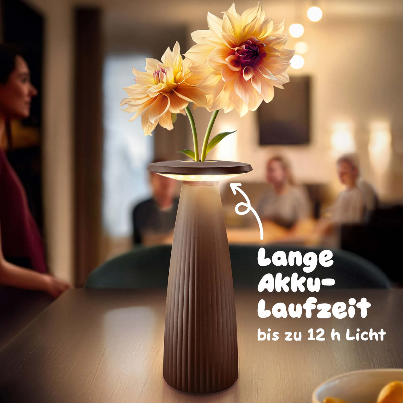 Lange Akku-Laufzeit: Sigor Nuflair Akku-Tischleuchte in #Farbe_Rostbraun